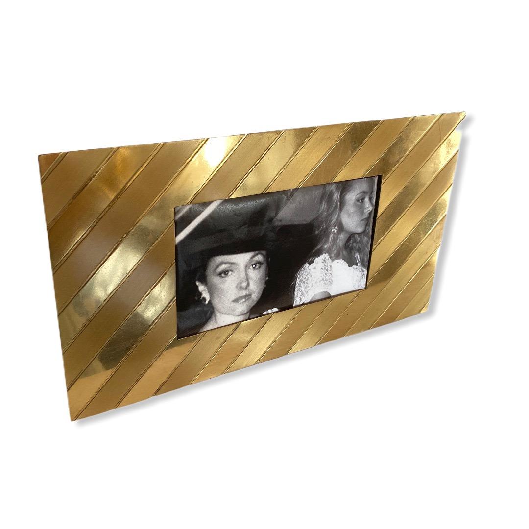 Italian Rare Signed Gabriella Crespi Gold Frame Desk, 1970s, Italy
