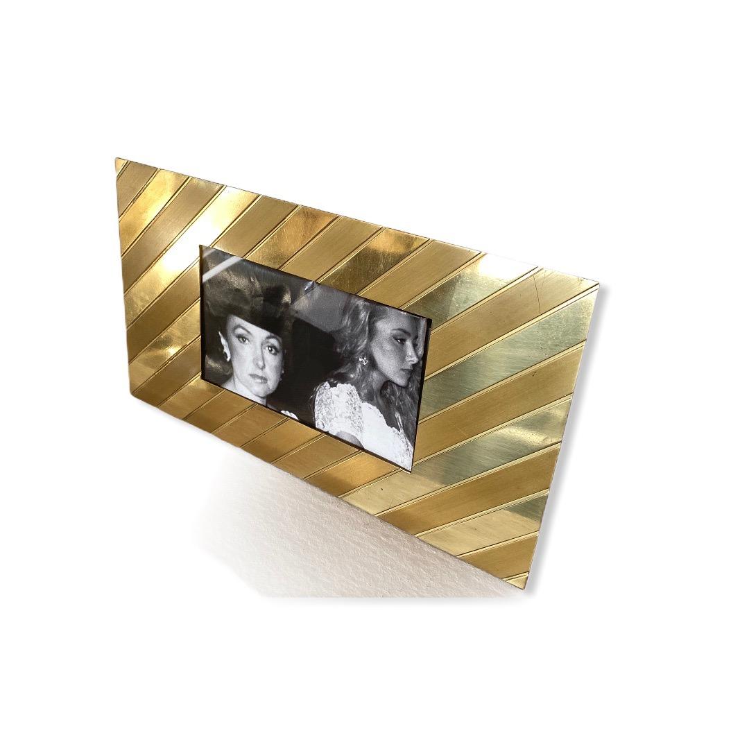 Brass Rare Signed Gabriella Crespi Gold Frame Desk, 1970s, Italy