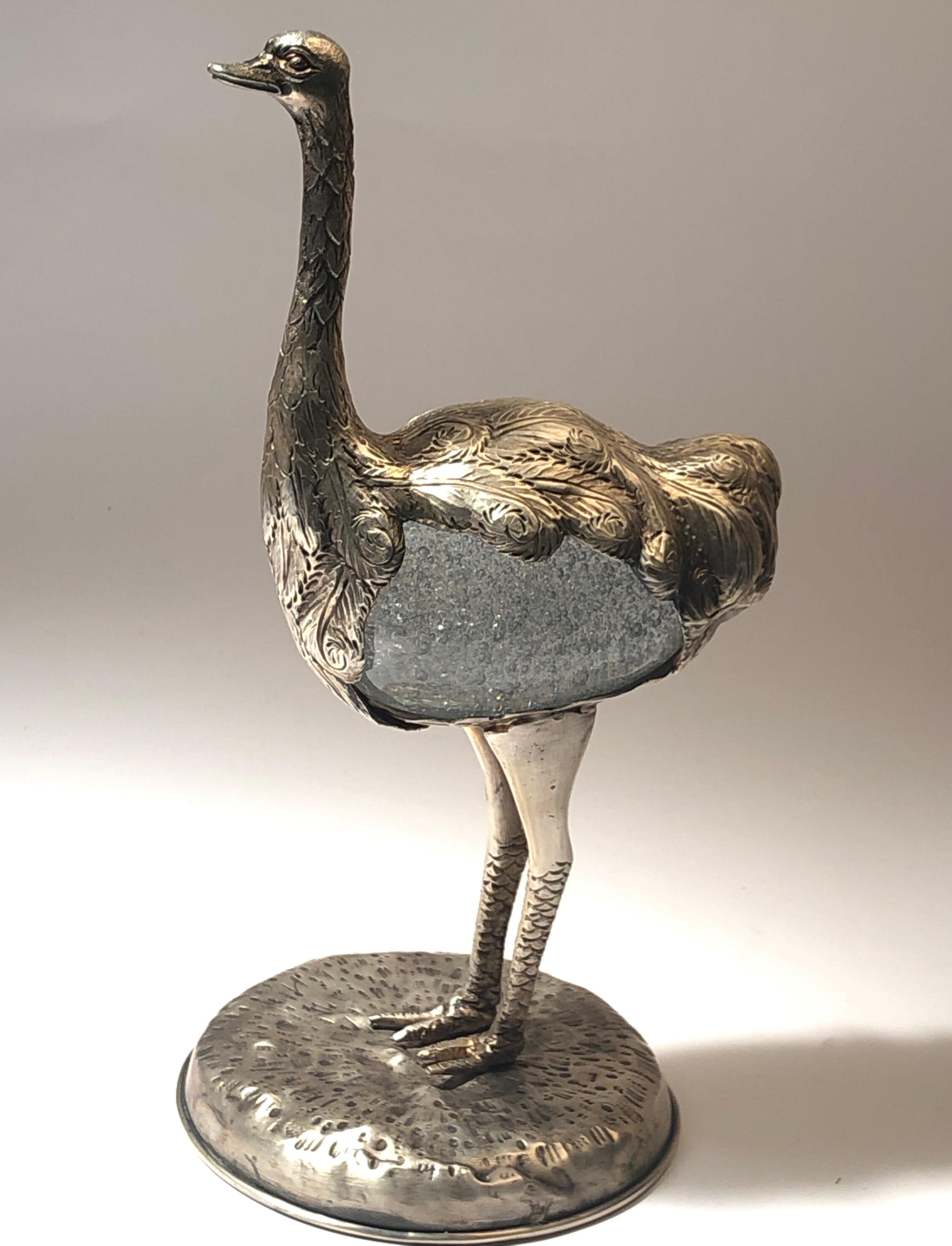 Mid-Century Modern Rare Signed Gabriella Crespi Ostrich Set of Two Sculpture, 1970s, Italy For Sale