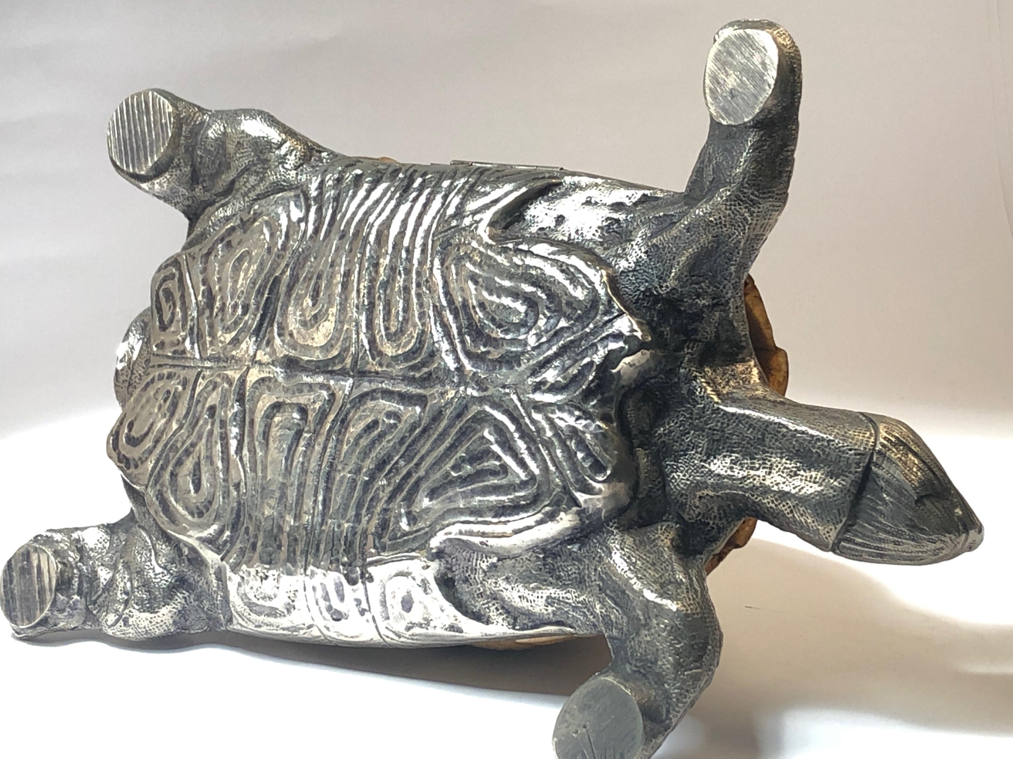 Seltene signierte Gabriella Crespi Große Skulptur einer echten Schildkrötenmuschel in Silber, 1970 5