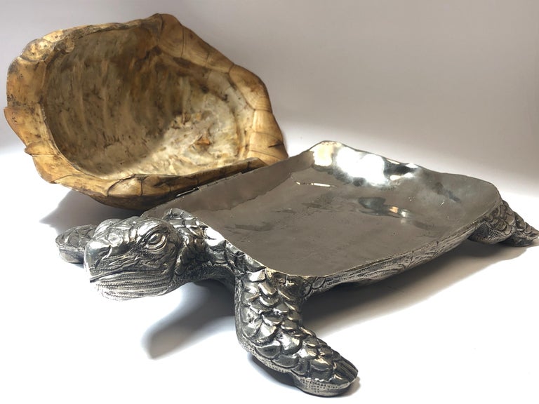 Rare Signed Gabriella Crespi Large Real Turtle Shell Box Silver Sculpture, 1970 For Sale 1