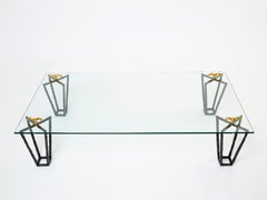 Rare Signed Gilded Wrought Iron Coffee Table by Garouste & Bonetti 1995