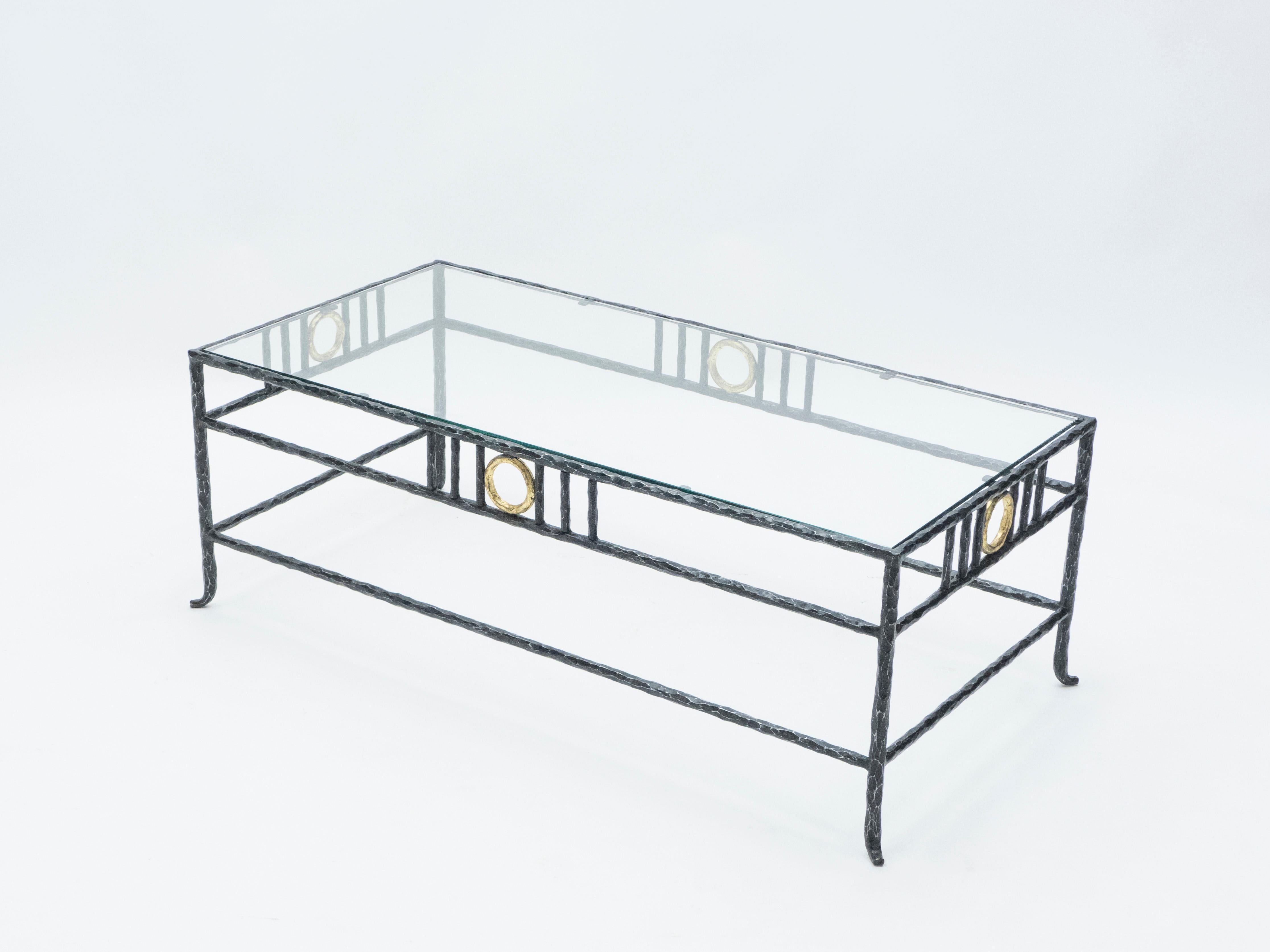 Modern Rare Signed Gilded Wrought Iron Coffee Table by Garouste & Bonetti, 1995