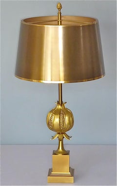 Rare Signed Gilt Bronze French Table Lamp Maison Charles Pomgranate 1970s Jansen