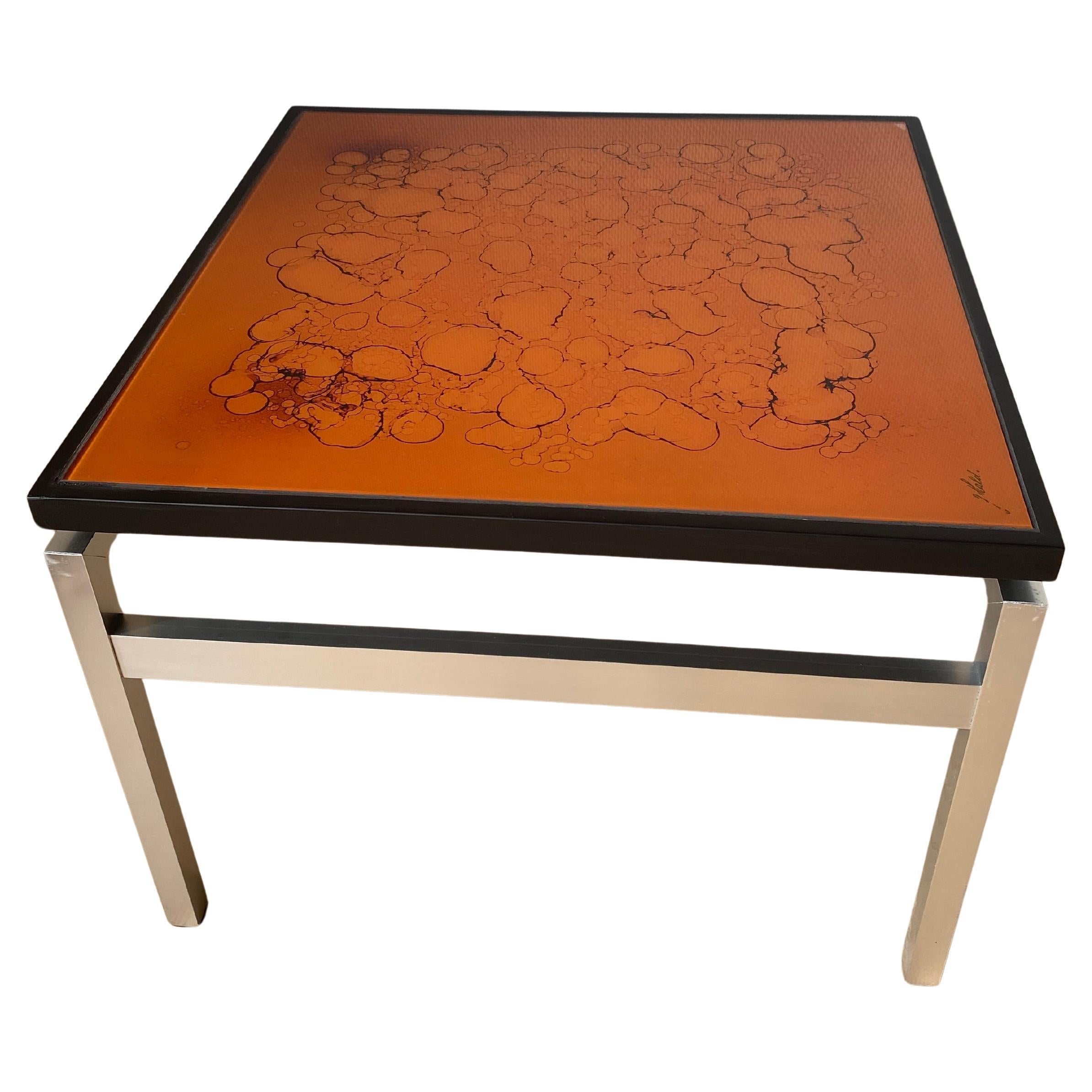 Rare Signed Glass Coffee Table, Attributed to Jean René Talopp -Signed "J. Hald"