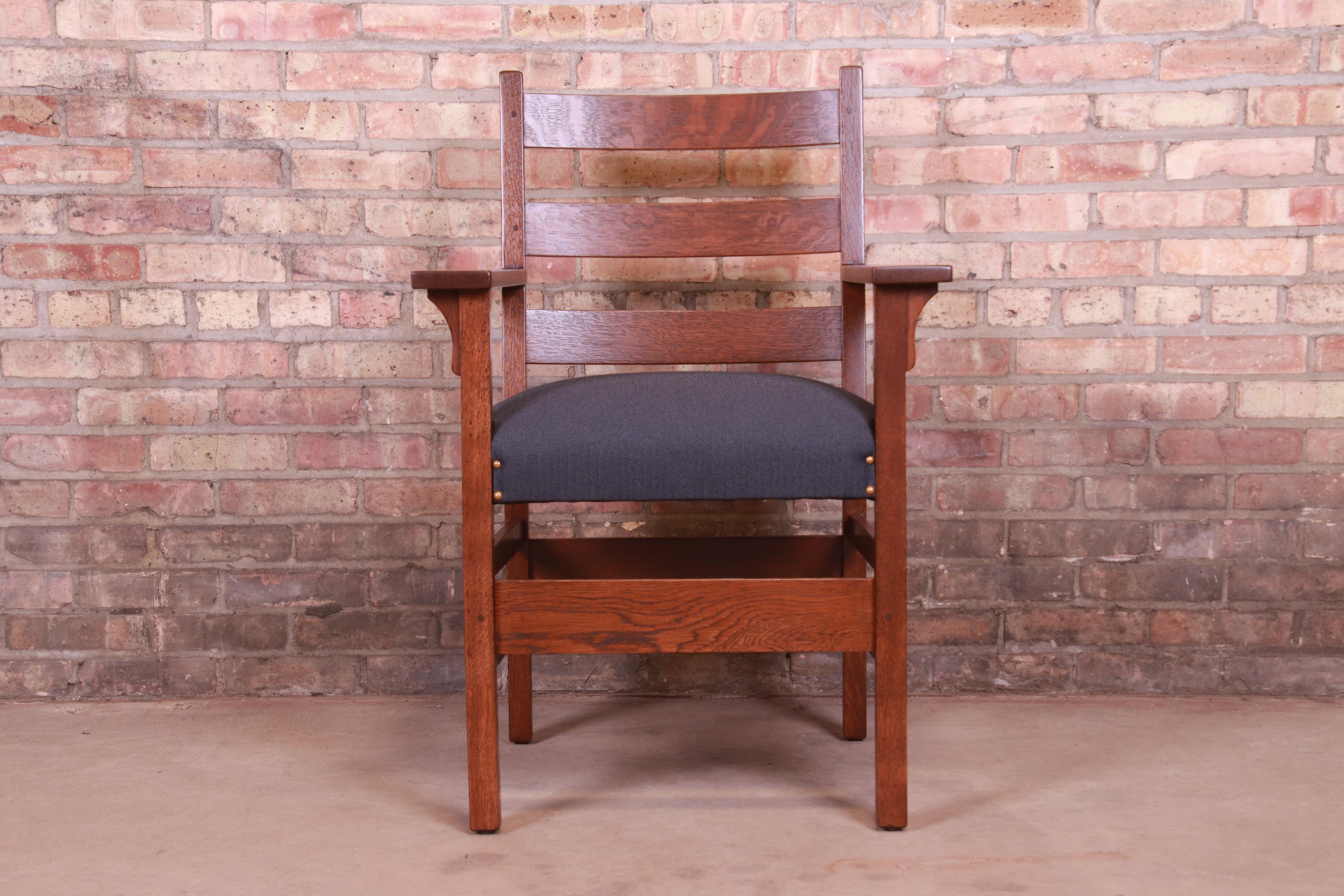 Rare Signed Gustav Stickley Mission Oak Arts & Crafts Dining Chairs, Restored 2