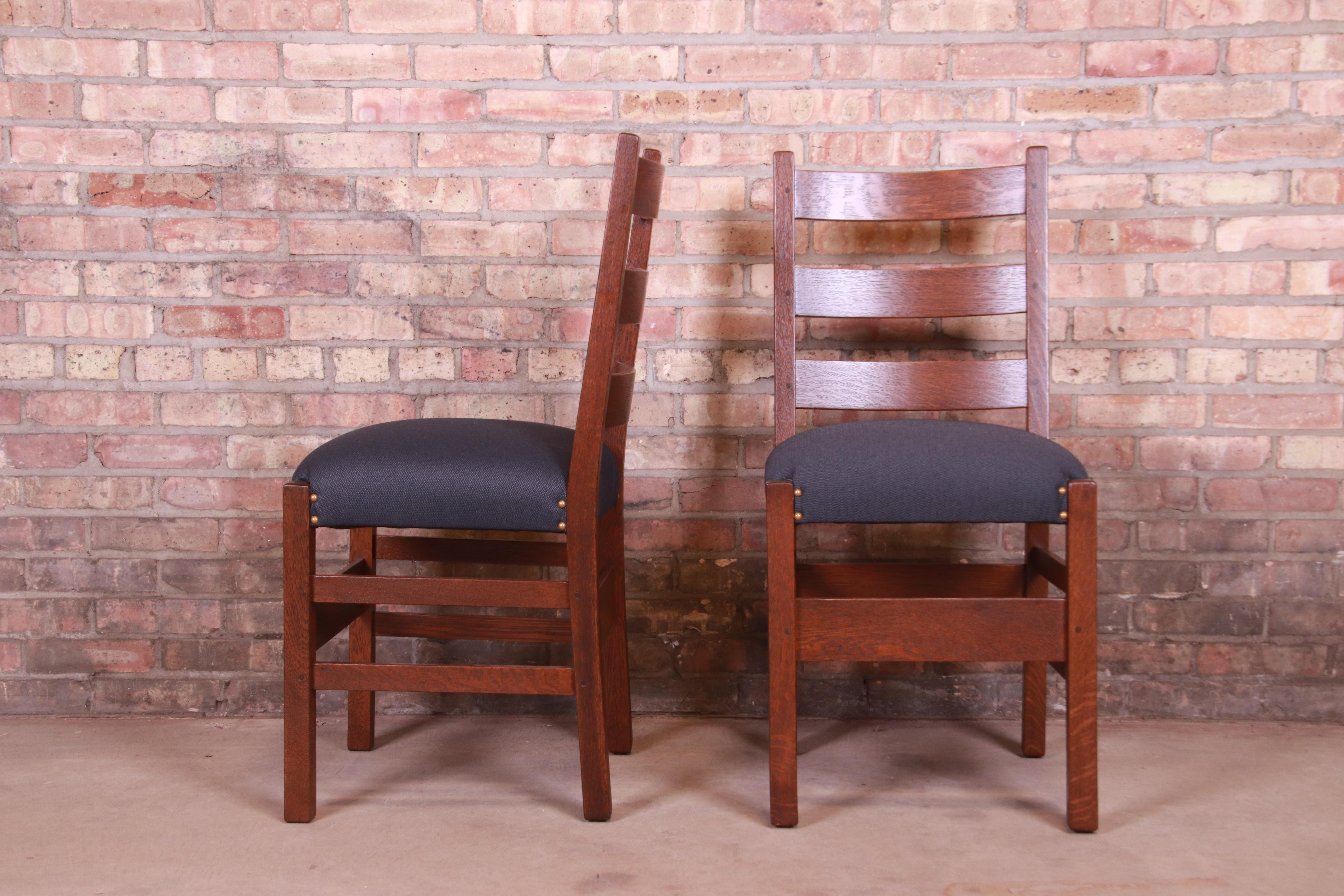 Rare Signed Gustav Stickley Mission Oak Arts & Crafts Dining Chairs, Restored 5