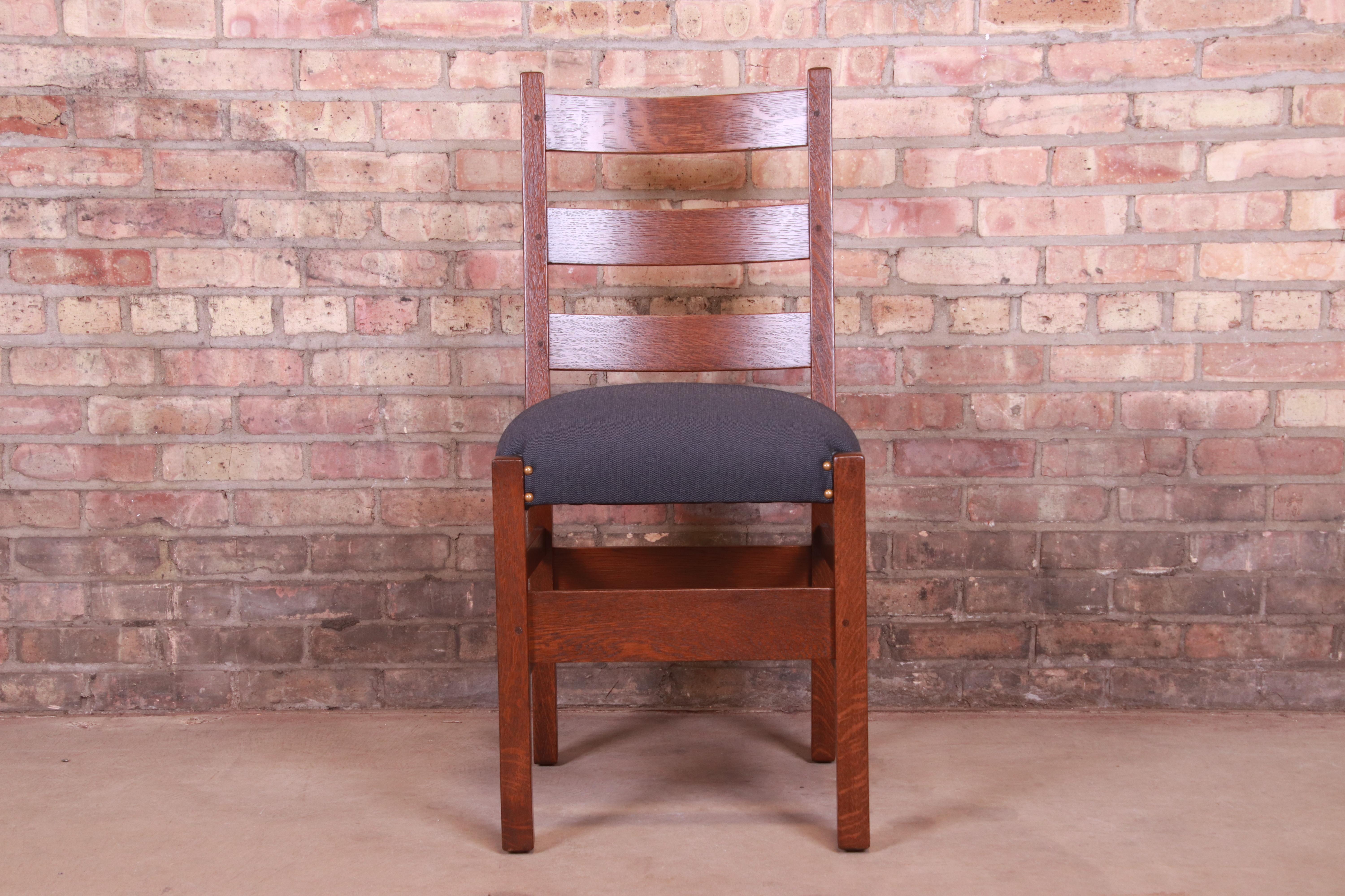 Rare Signed Gustav Stickley Mission Oak Arts & Crafts Dining Chairs, Restored 6