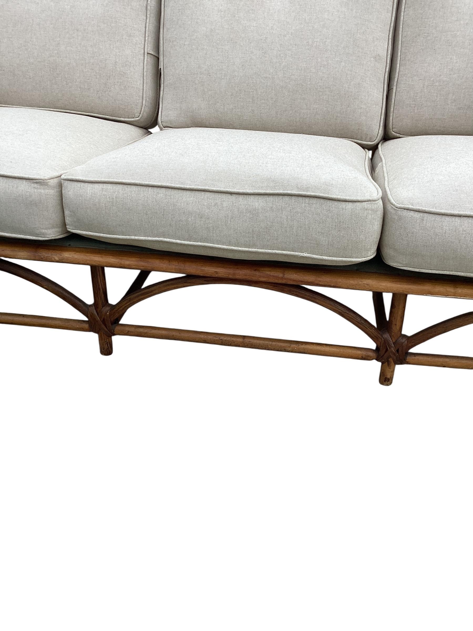 Rare Signed Heywood Wakefield Living Room Set with Sofa and Two Lounge Chairs For Sale 3