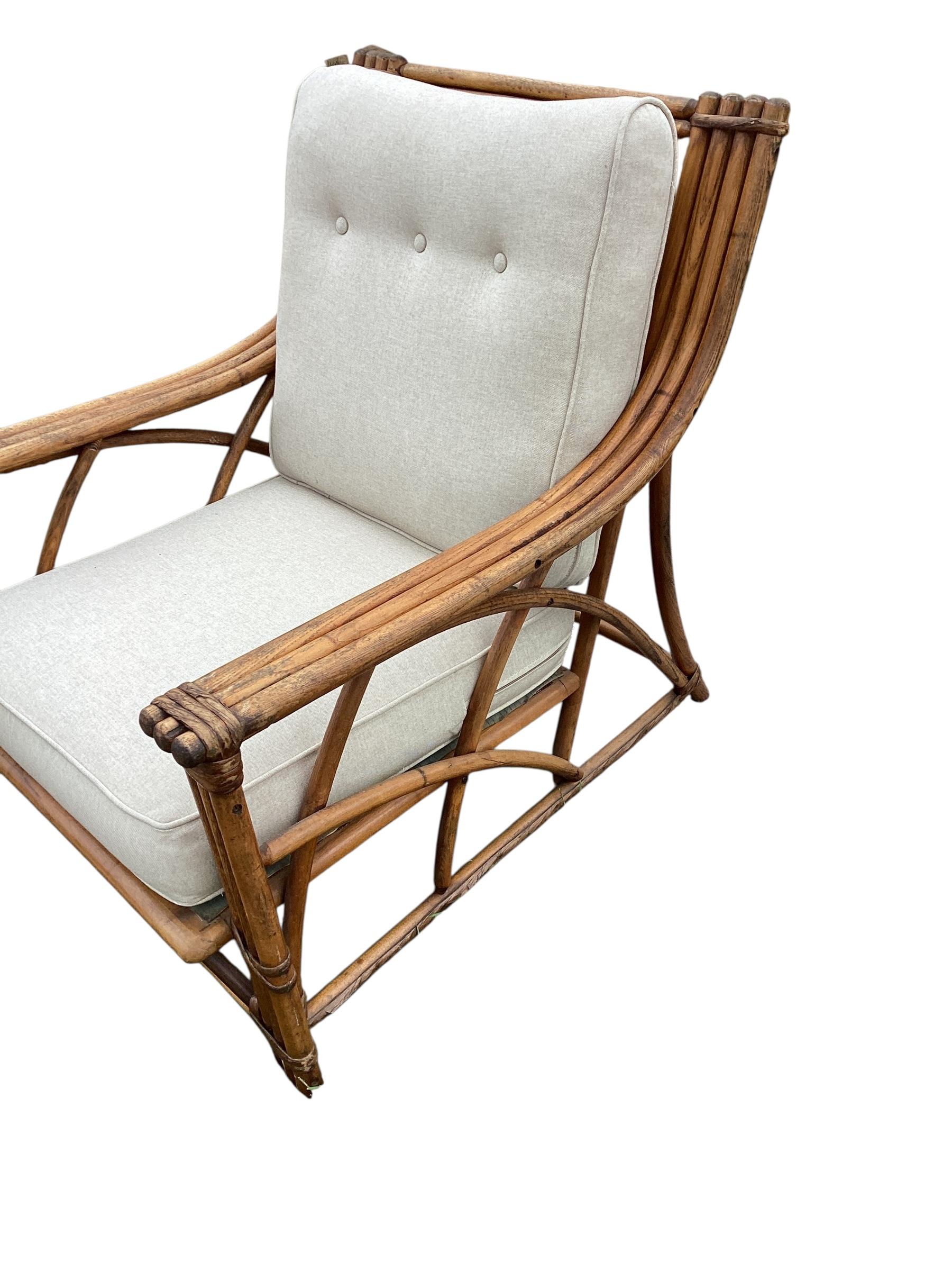 Rare Signed Heywood Wakefield Living Room Set with Sofa and Two Lounge Chairs For Sale 4