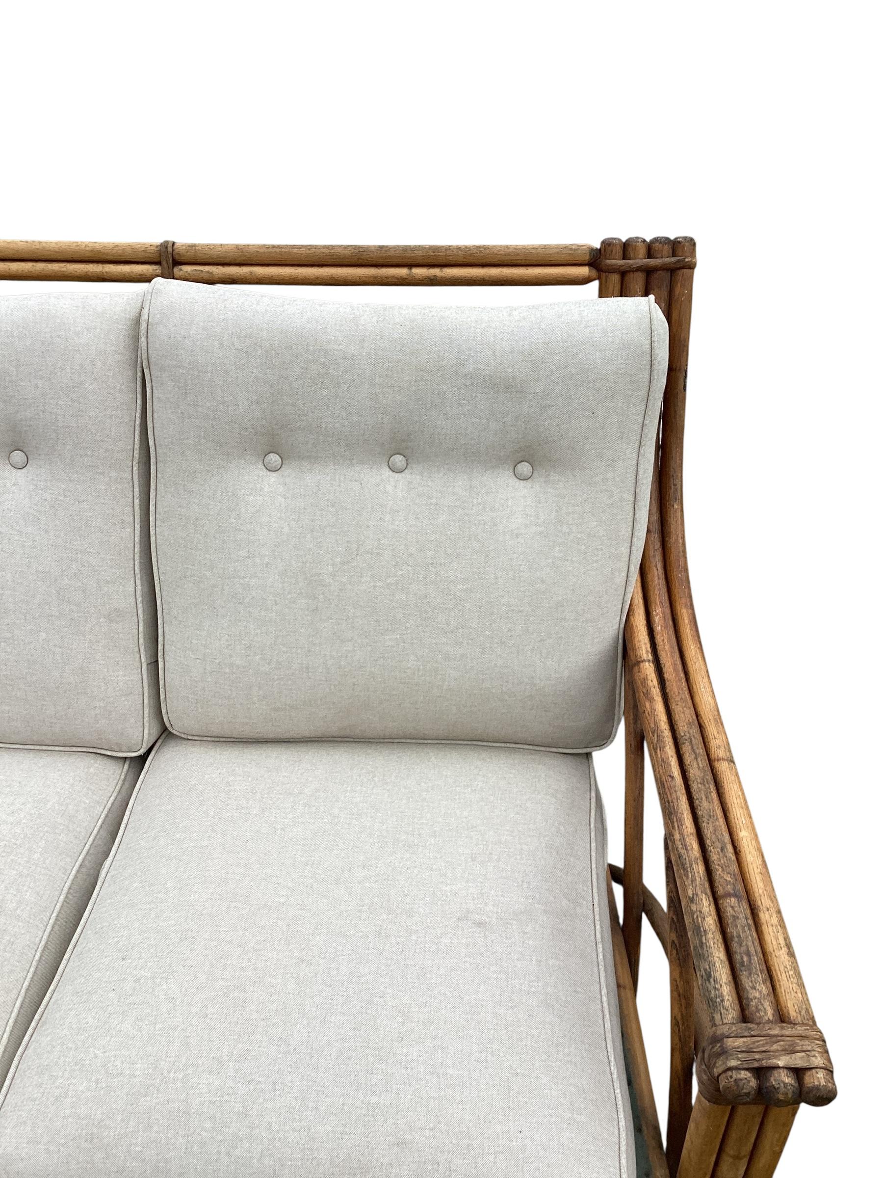 Rare Signed Heywood Wakefield Living Room Set with Sofa and Two Lounge Chairs For Sale 5