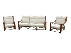 Rare Ensemble de salon Heywood Wakefield signé avec canapé et deux chaises longues