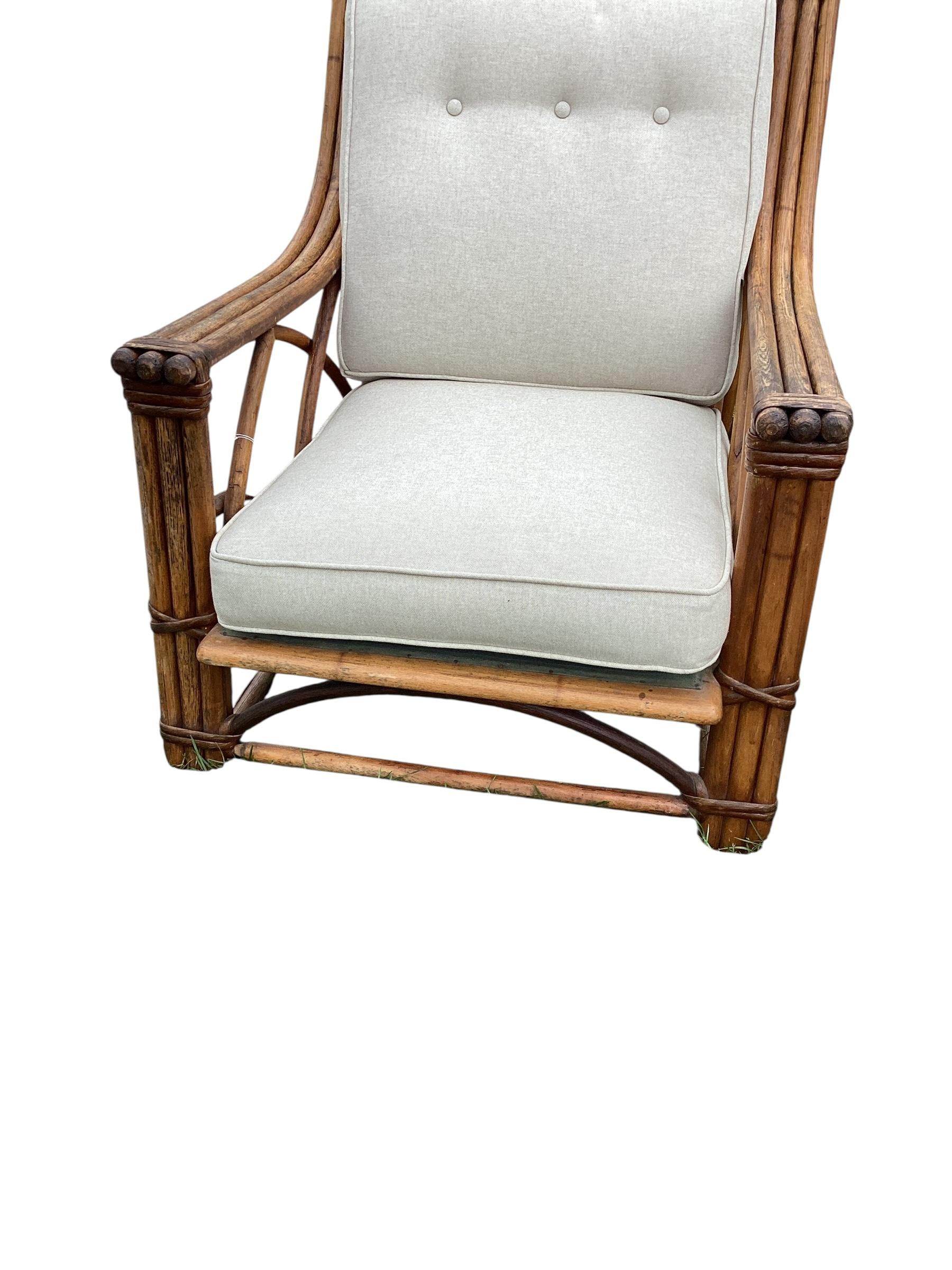 Rare Signed Heywood Wakefield Living Room Set with Sofa and Two Lounge Chairs In Good Condition For Sale In Chapel Hill, NC