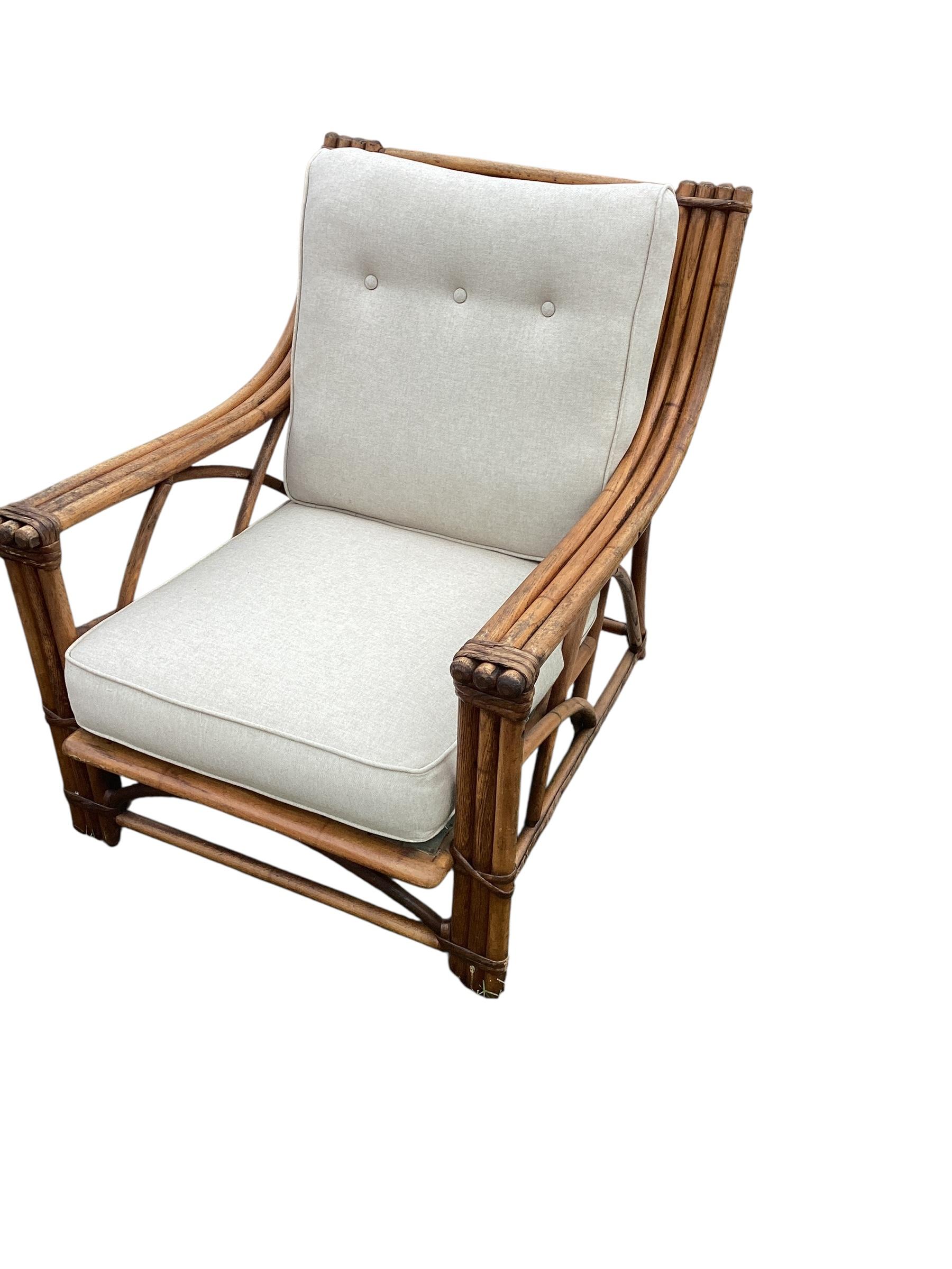 Rare Signed Heywood Wakefield Living Room Set with Sofa and Two Lounge Chairs For Sale 2