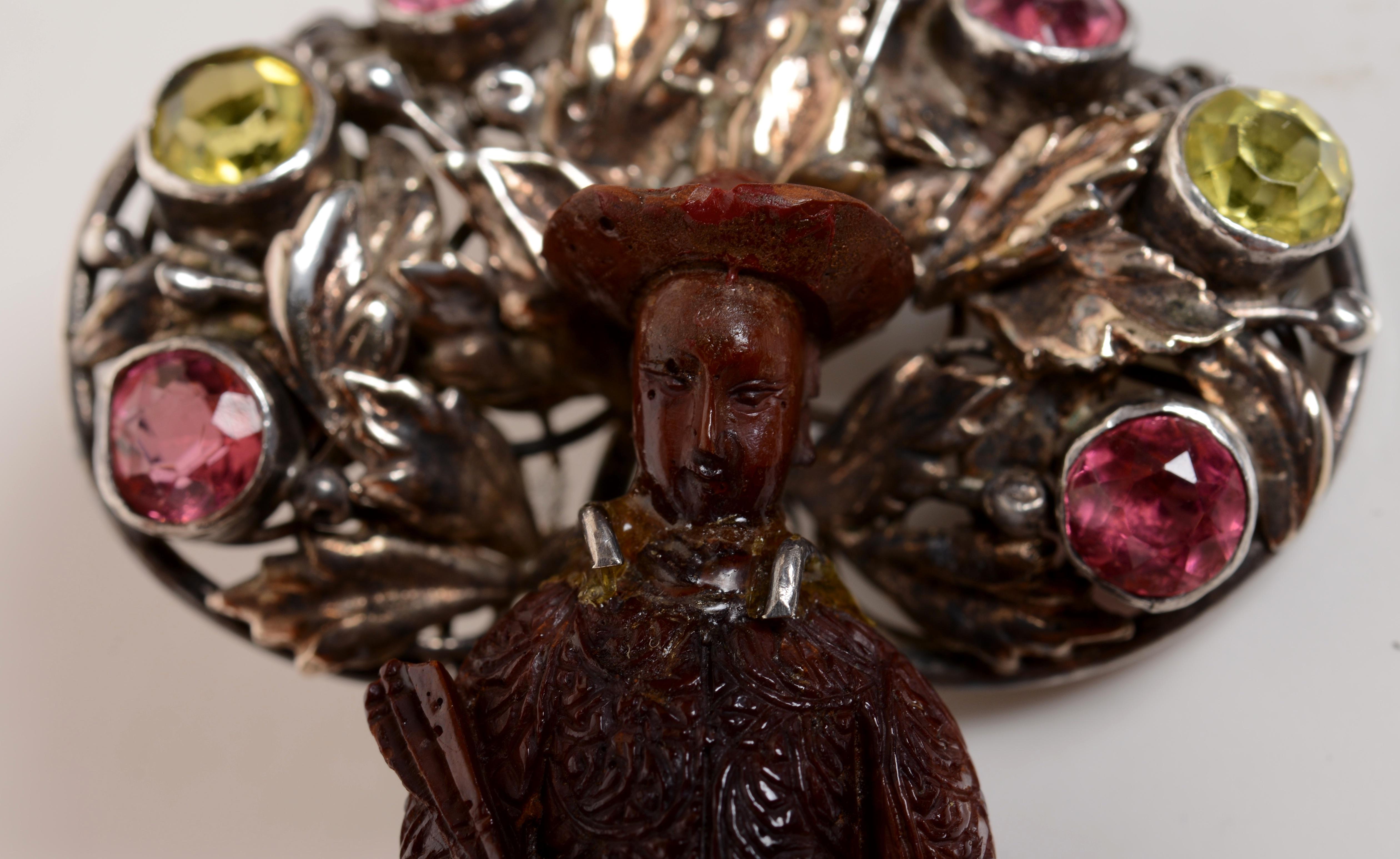 Rare broche/pendentif Ming signé 