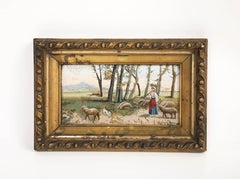 Rare signed Italian Micromosaic Plaque of a Sheep Pastoral Scene, Vatican Studio