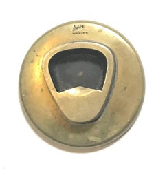 Rare Signed Large 1950s Carl Auböck Cast Brass Button Bottle Opener, Austria