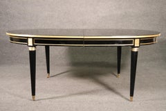 Rare Signed Maison Jansen Ebonized Bronze Mounted Oval Dining Table w 3 Leaves