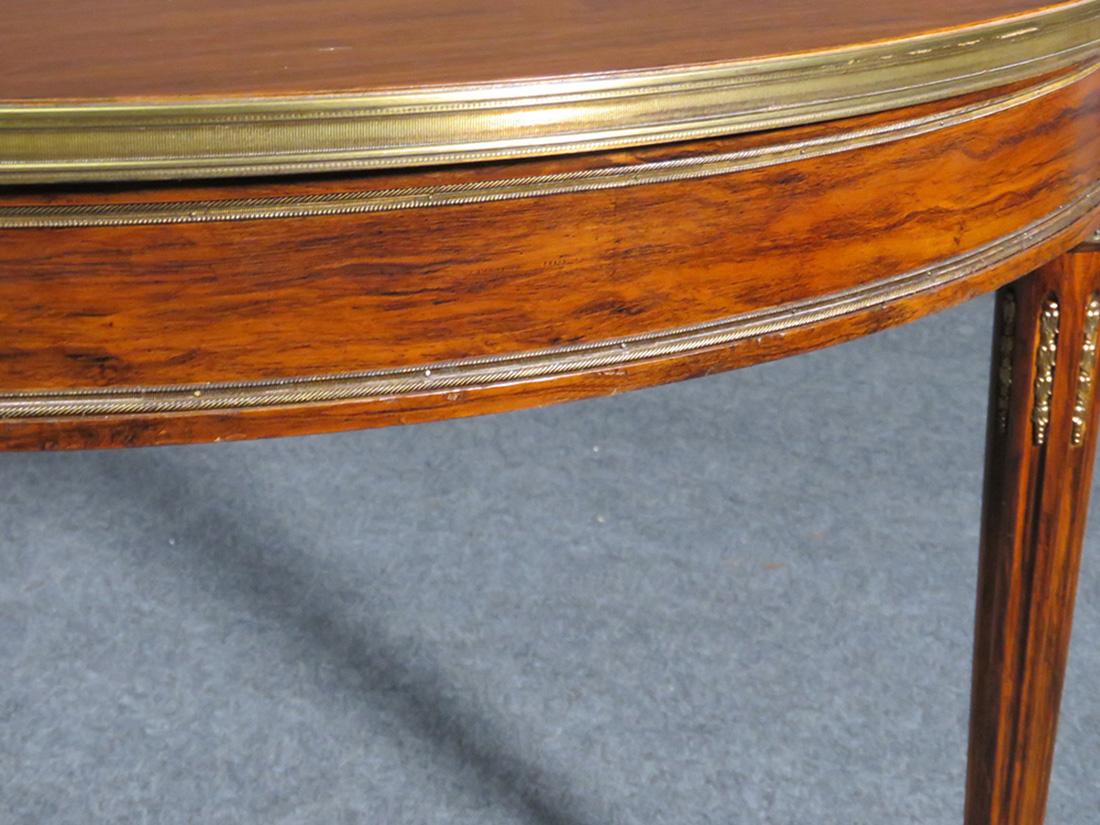 French Rare Signed Maison Jansen Louis XVI Rosewood Brass Banded Ormolu Dining Table