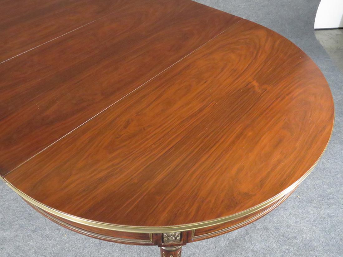 Mid-20th Century Rare Signed Maison Jansen Louis XVI Rosewood Brass Banded Ormolu Dining Table