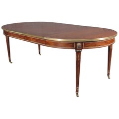 Rare Signed Maison Jansen Louis XVI Rosewood Brass Banded Ormolu Dining Table