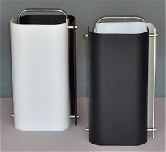 Rare Signed Pair Gio Ponti Polsino Black White Table Lamps Acrylic Guzzini 1967