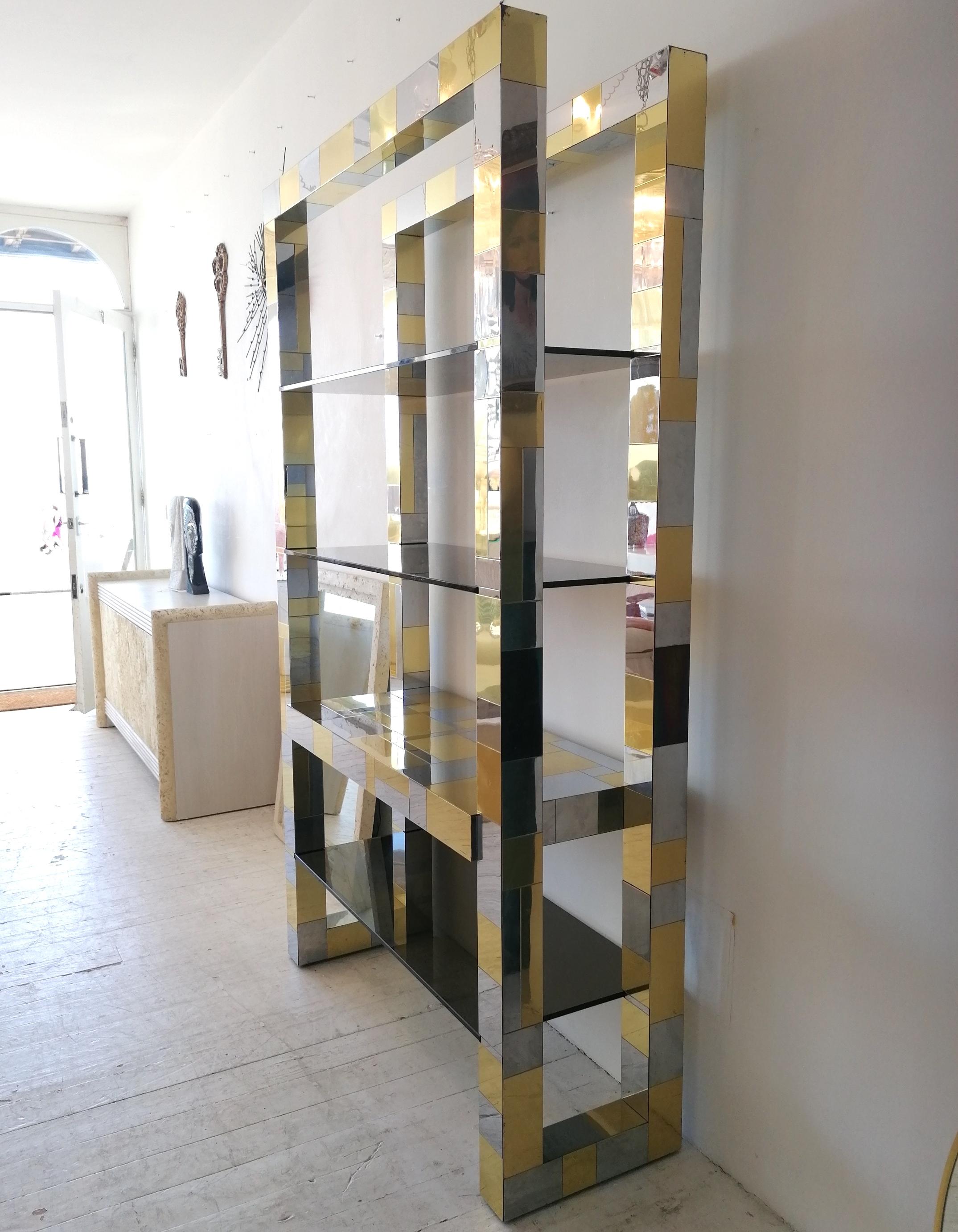 Rare signed Paul Evans 'Cityscape' large etagere freestanding shelves, USA 1970s In Good Condition For Sale In Hastings, GB
