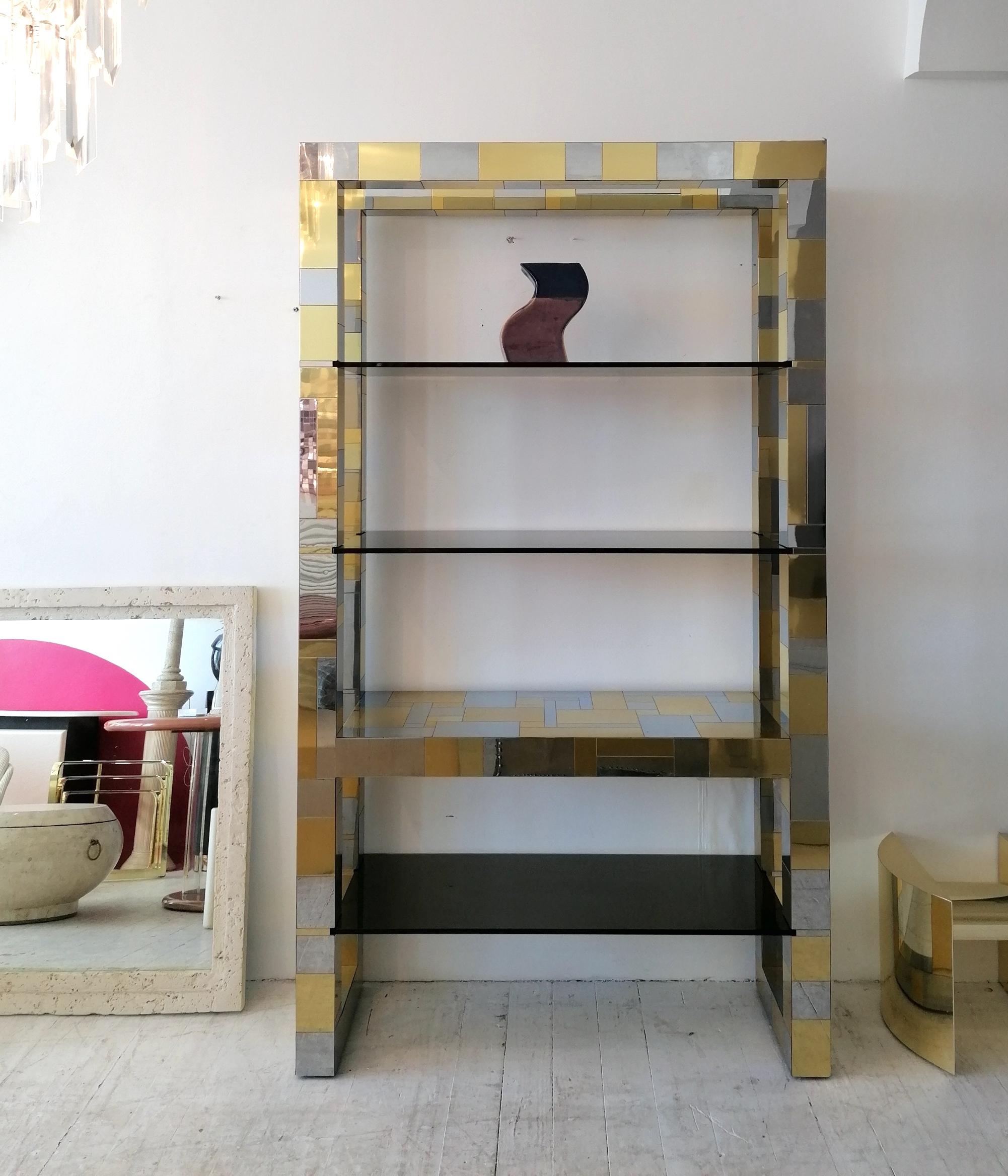 Late 20th Century Rare signed Paul Evans 'Cityscape' large etagere freestanding shelves, USA 1970s For Sale