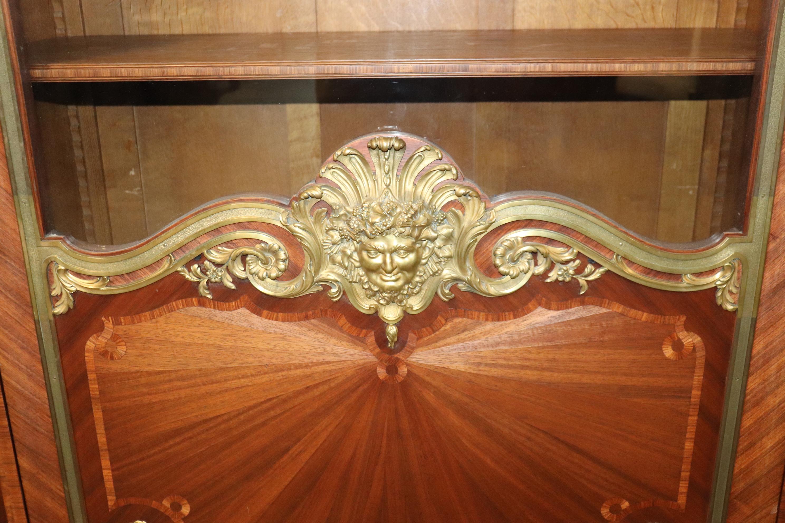 Rare Signed Paul Sormani Three Door Bronze Mounted China Cabinet Vitrine  For Sale 5