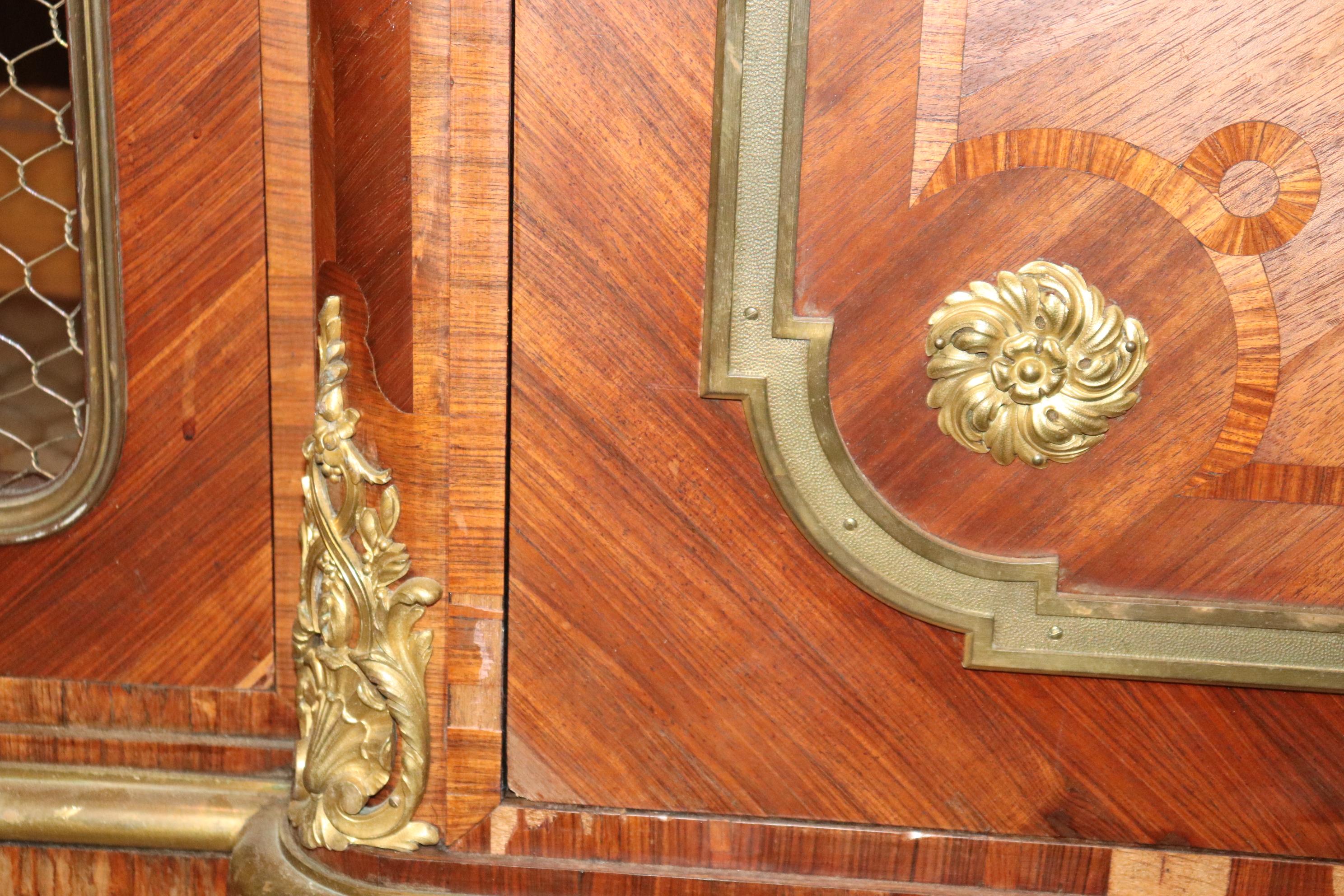 Rare Signed Paul Sormani Three Door Bronze Mounted China Cabinet Vitrine  For Sale 7