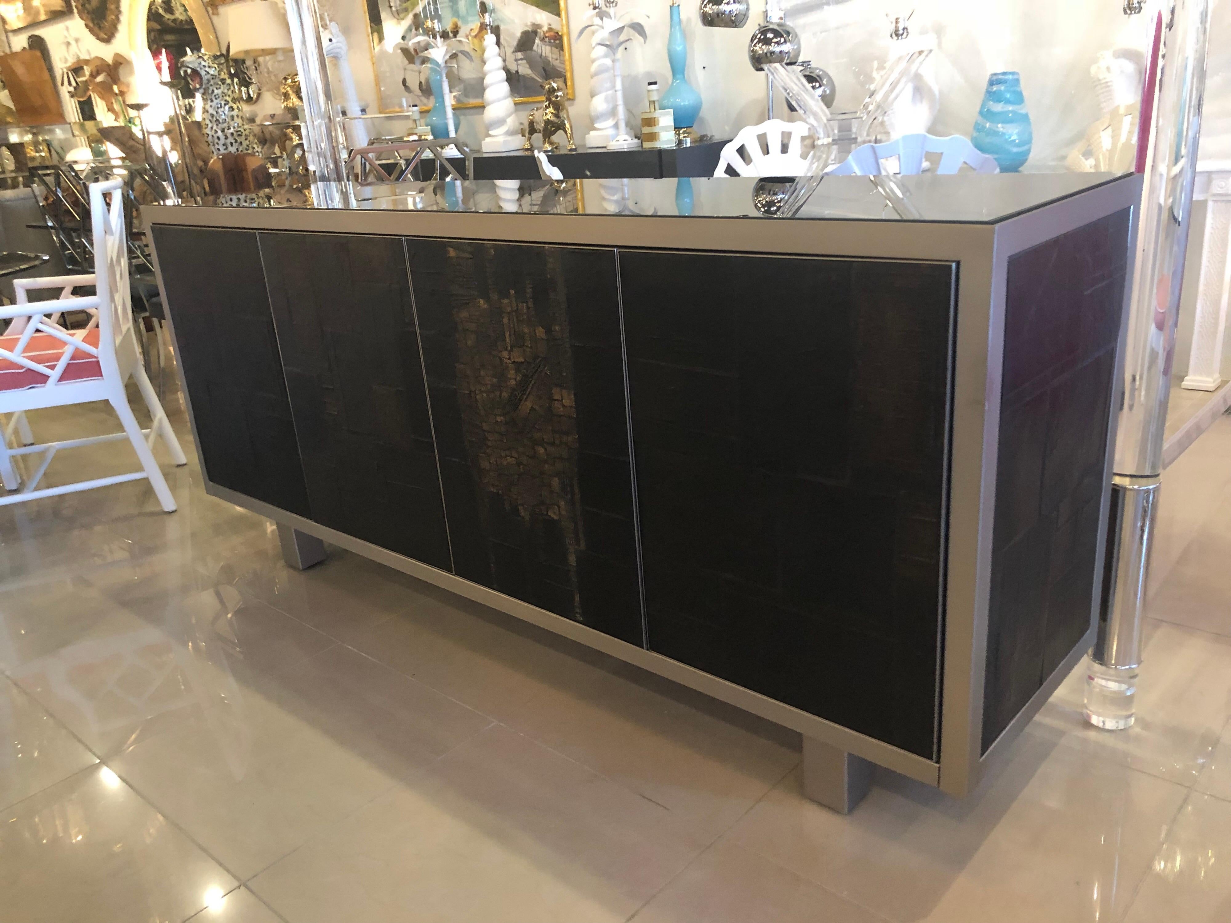 Seltene signierte, brutalistische Anrichte/ Sideboard/ Buffet aus Keramik, Pia Manu, Schiefer, Schiefer (Brutalismus) im Angebot