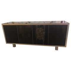 Rare crédence en céramique en ardoise sculptée brutaliste signée Pia Manu, Buffet d'appoint