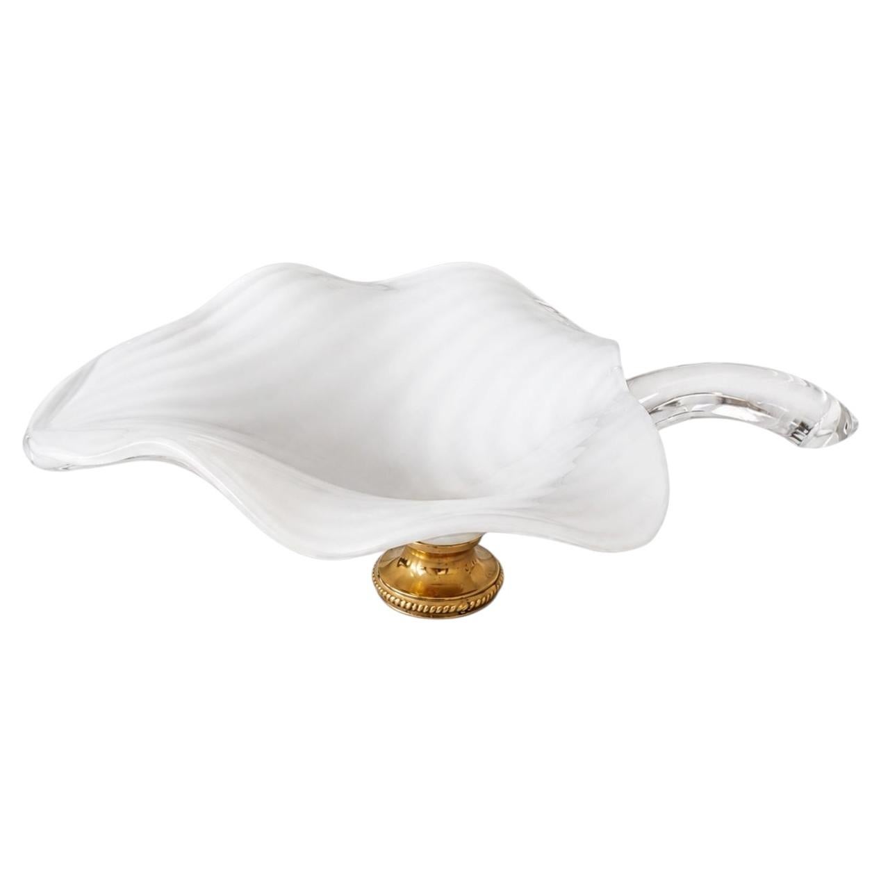 Rare Signed Seguso Murano Lattimo Glass Centerpieces, Attributed to Franco Luce For Sale