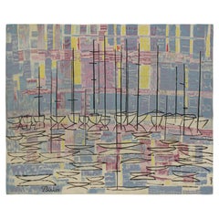 Rare tapisserie abstraite vintage signée Etienne Poirier