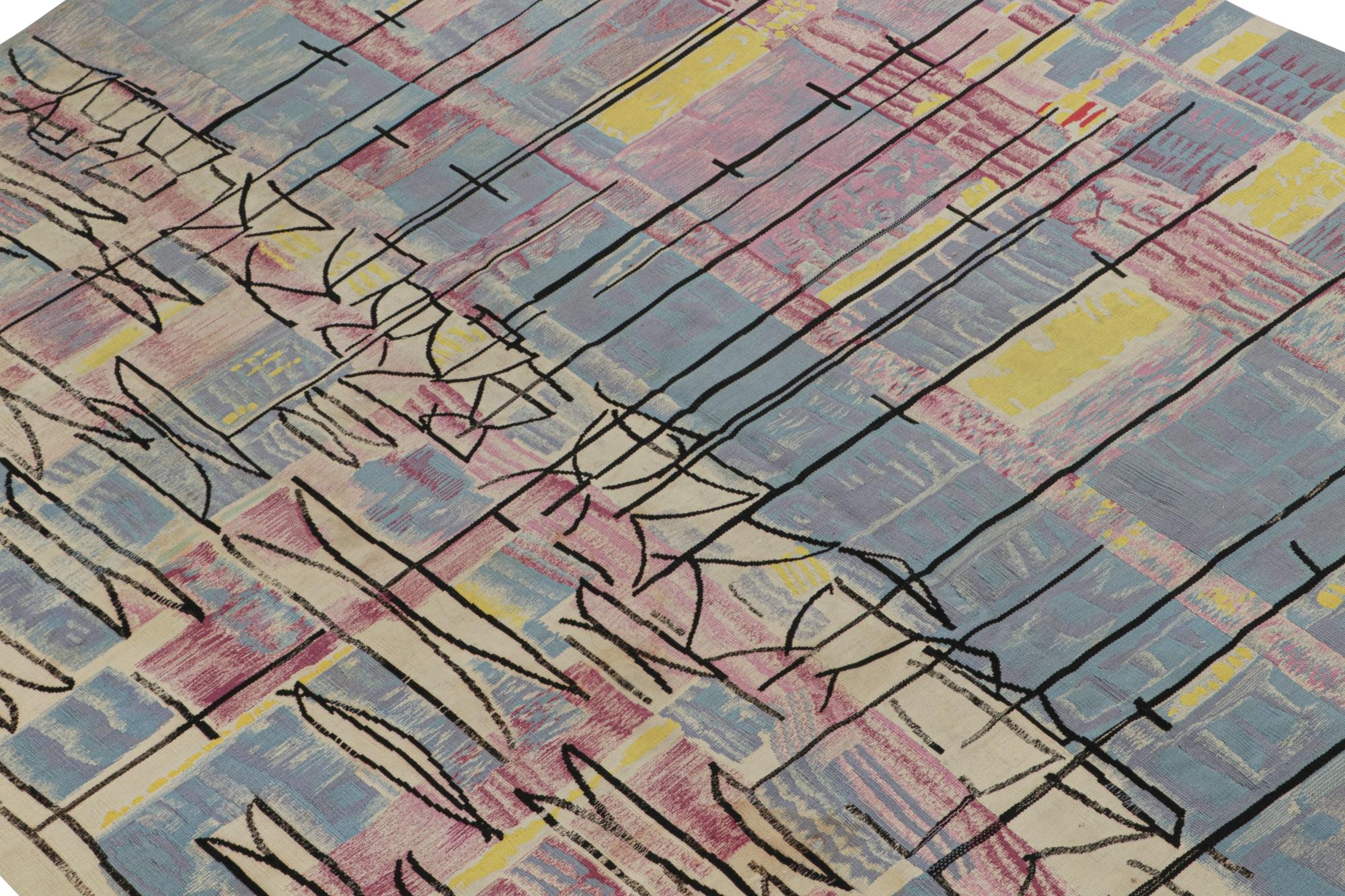 Dieser handgewebte französische Wandteppich im Format 5x7 aus Wolle (ca. 1950-1960) stammt vermutlich aus den seltenen abstrakten Textilien von Etienne Porier - eine aufregende neue Kuration aus unserer European Collection'S.

Über das