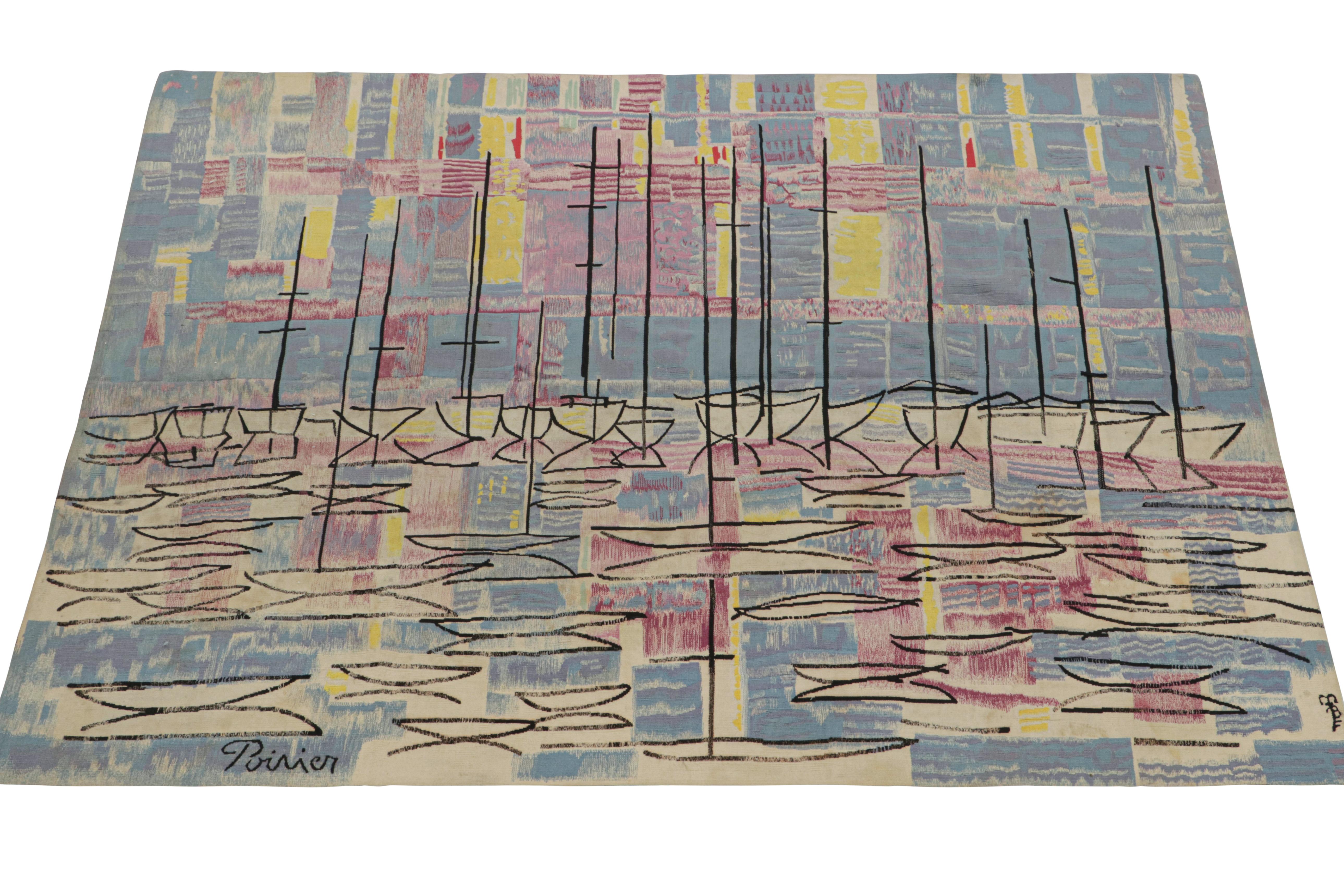 Rare tapisserie abstraite vintage signée Etienne Poirier Bon état - En vente à Long Island City, NY