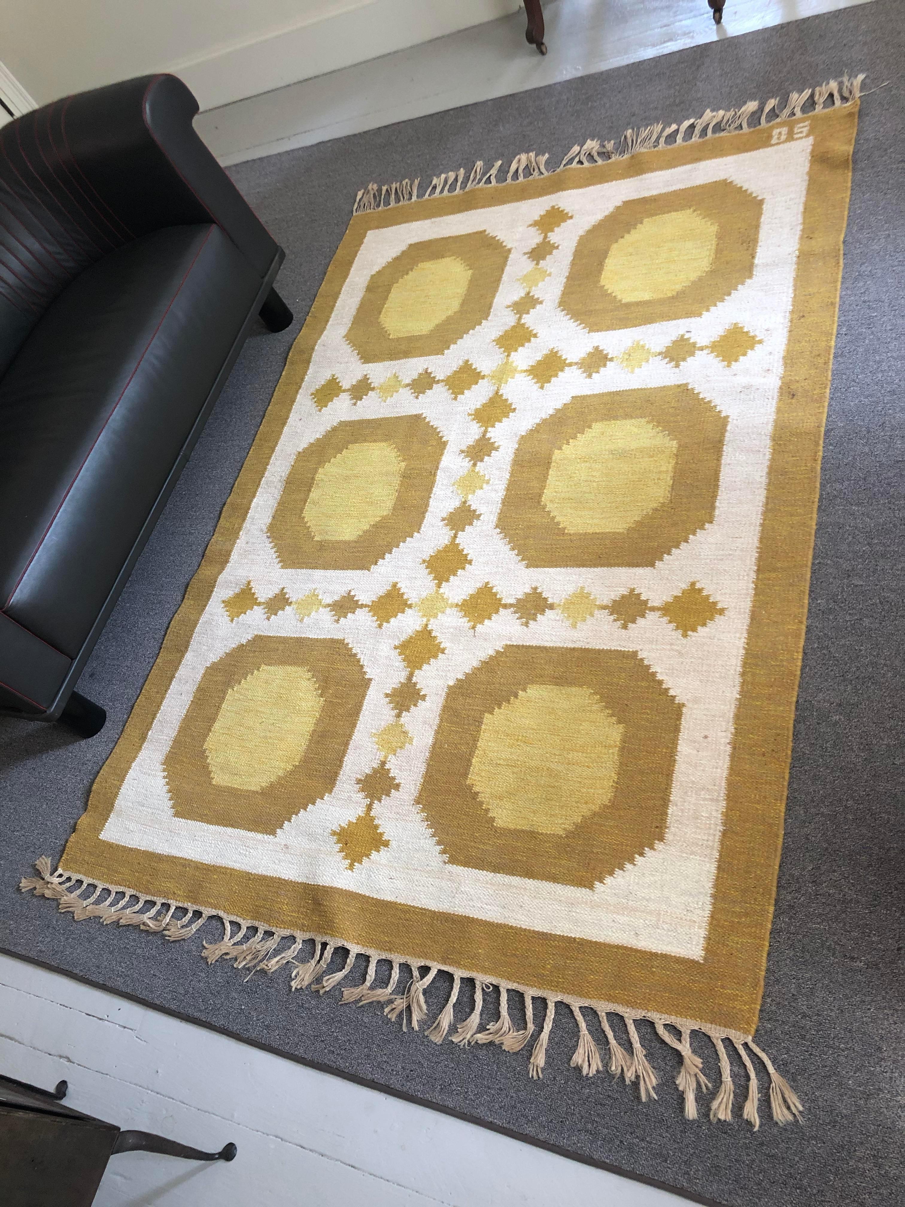 Mid-20th Century Sigvard Bernadotte Rare Flat-Weave Rug For Sale