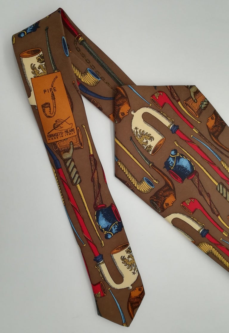 Rare Silk Cravat by Piero Fornasetti for Pipe Enthusiasts For Sale at  1stDibs