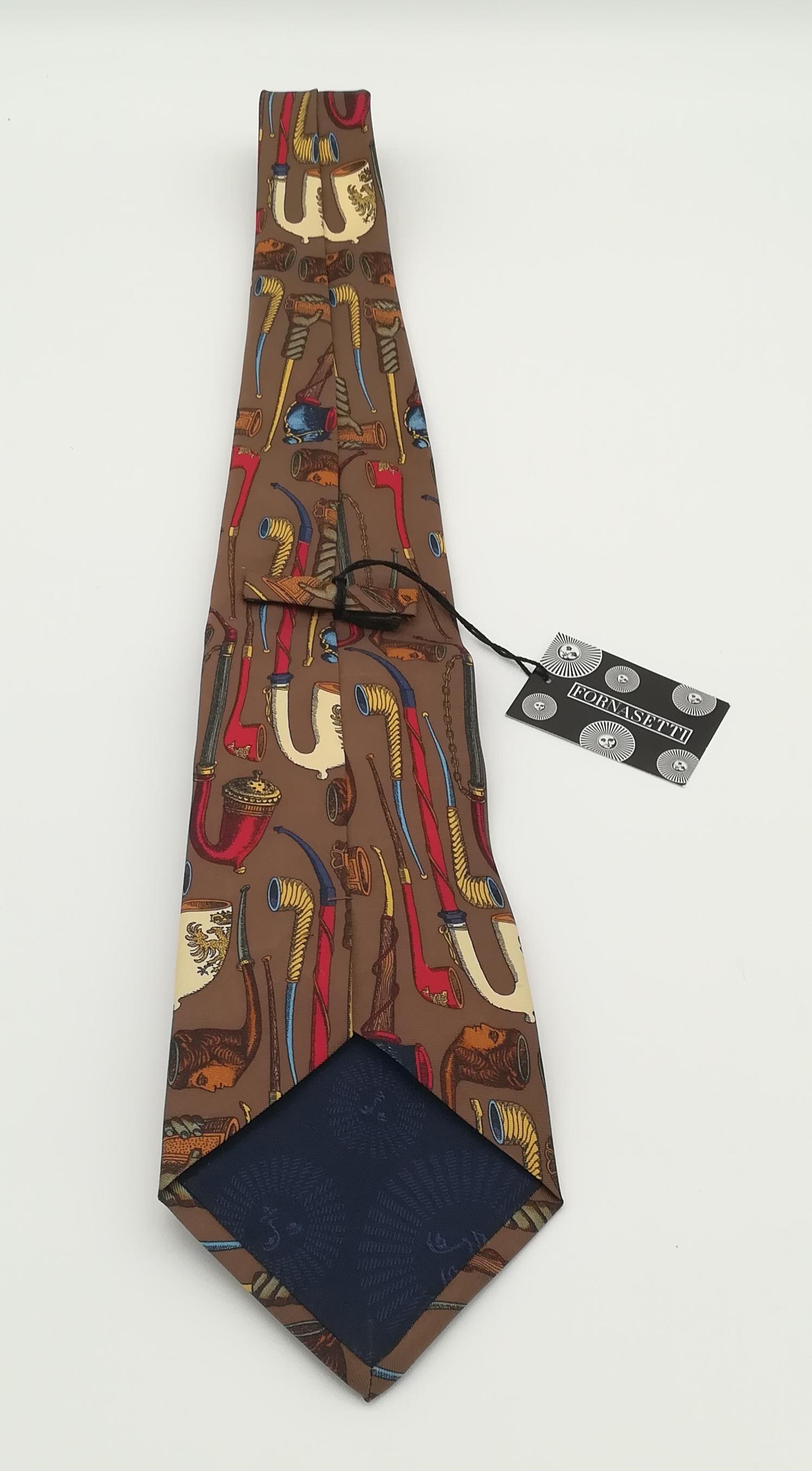 Modern Rare Silk Cravat by Piero Fornasetti for Pipe Enthusiasts For Sale
