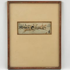 Napoleon III Silk Embroidery Artwork with Horse Race Scene, circa 1880