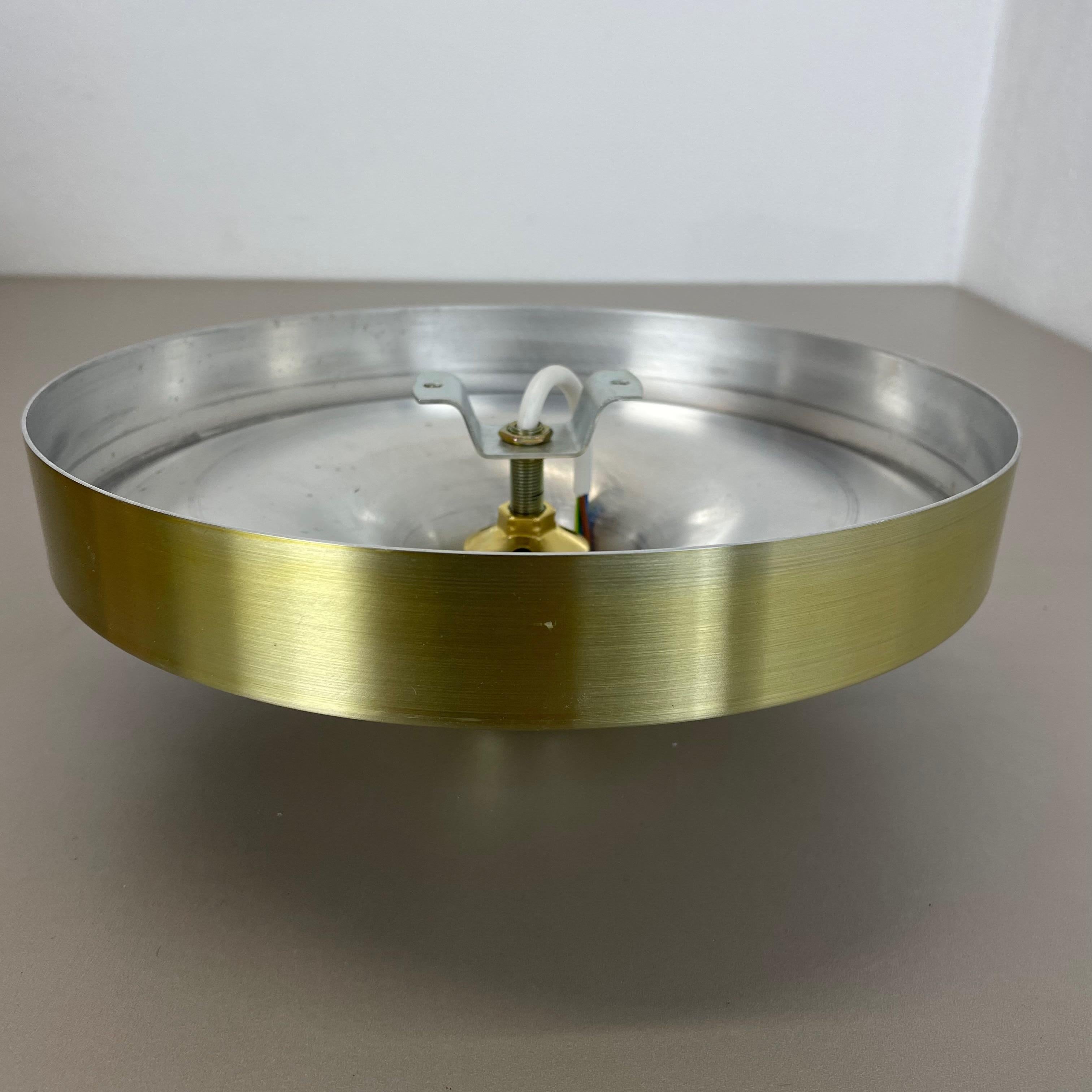 Rare Golden 1970s Charlotte Perriand 25cm Disc Wall Light by Honsel, Germany For Sale 7