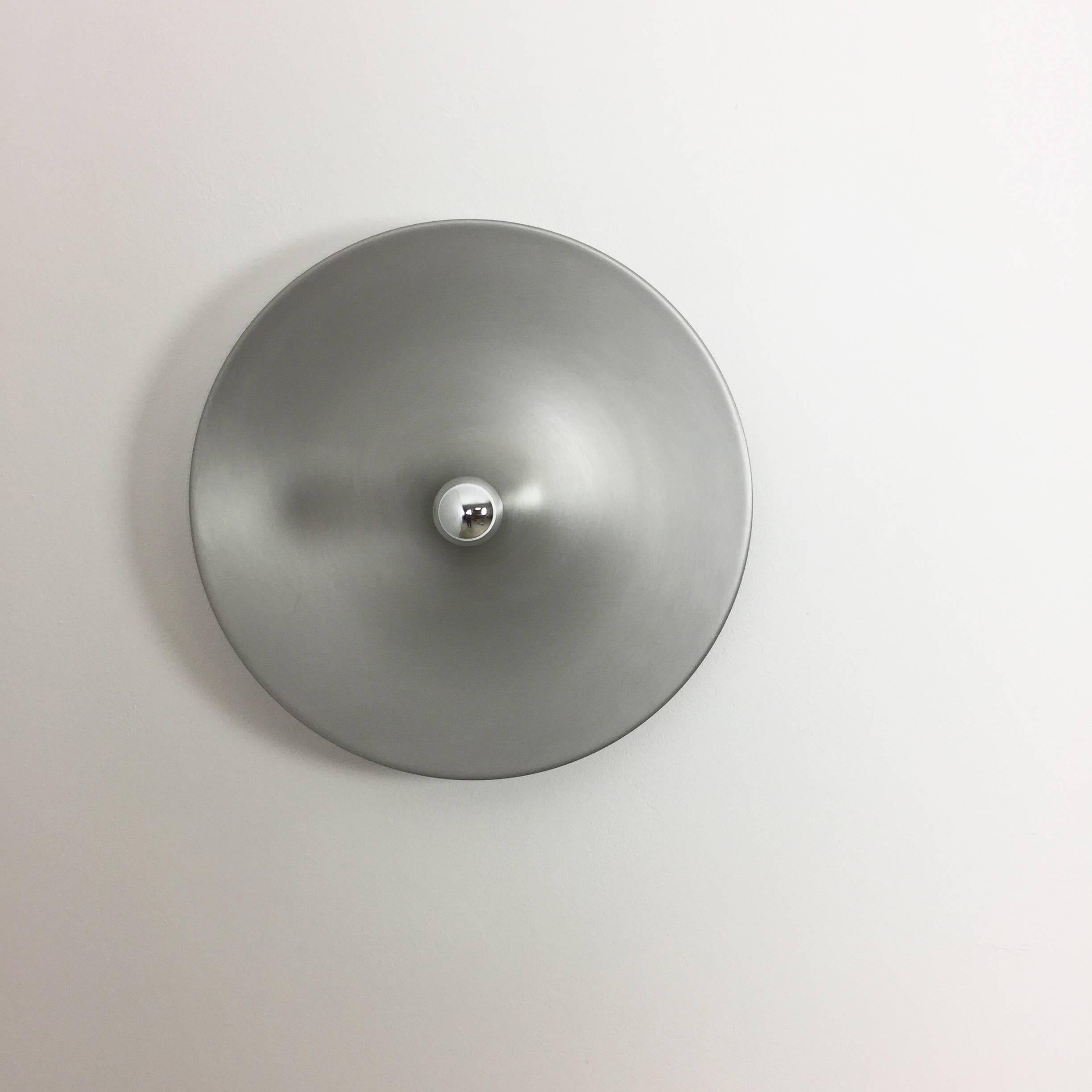 Mid-Century Modern Rare Silver 1970s Charlotte Perriand Style Disc Wall Light by Staff, Germany