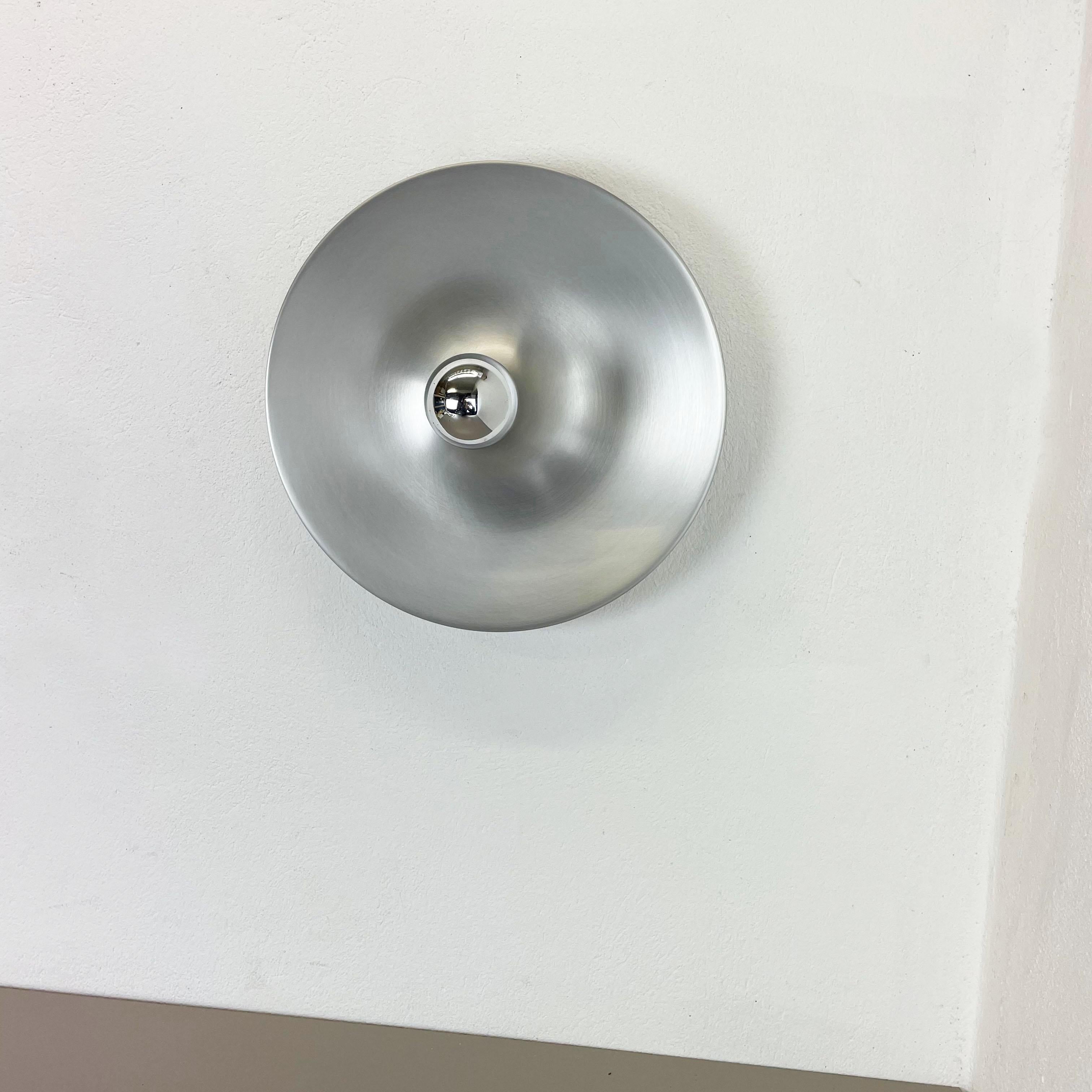 Mid-Century Modern Rare Silver 1970s Charlotte Perriand Style Disc Wall Light by Staff, Germany