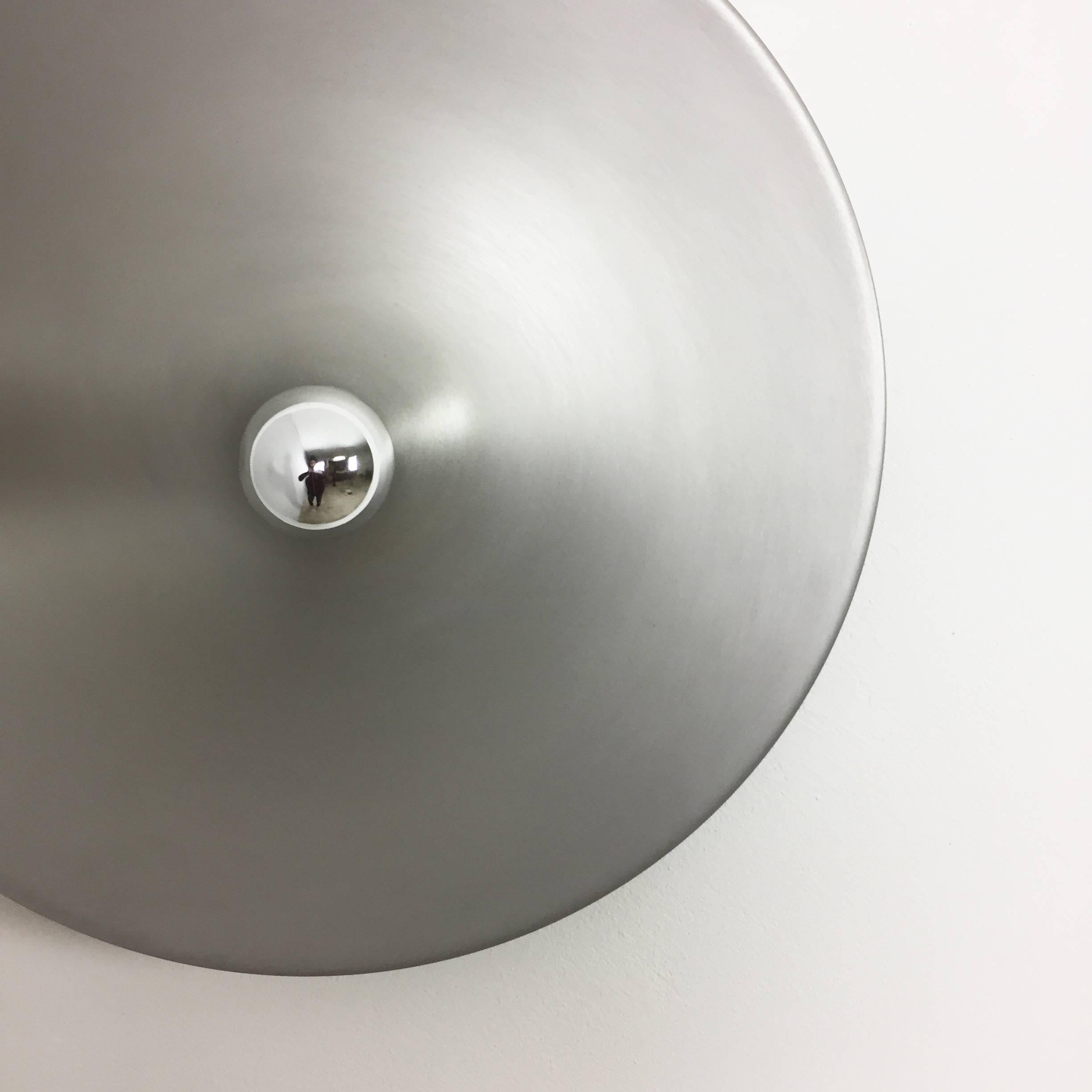 20th Century Rare Silver 1970s Charlotte Perriand Style Disc Wall Light by Staff, Germany