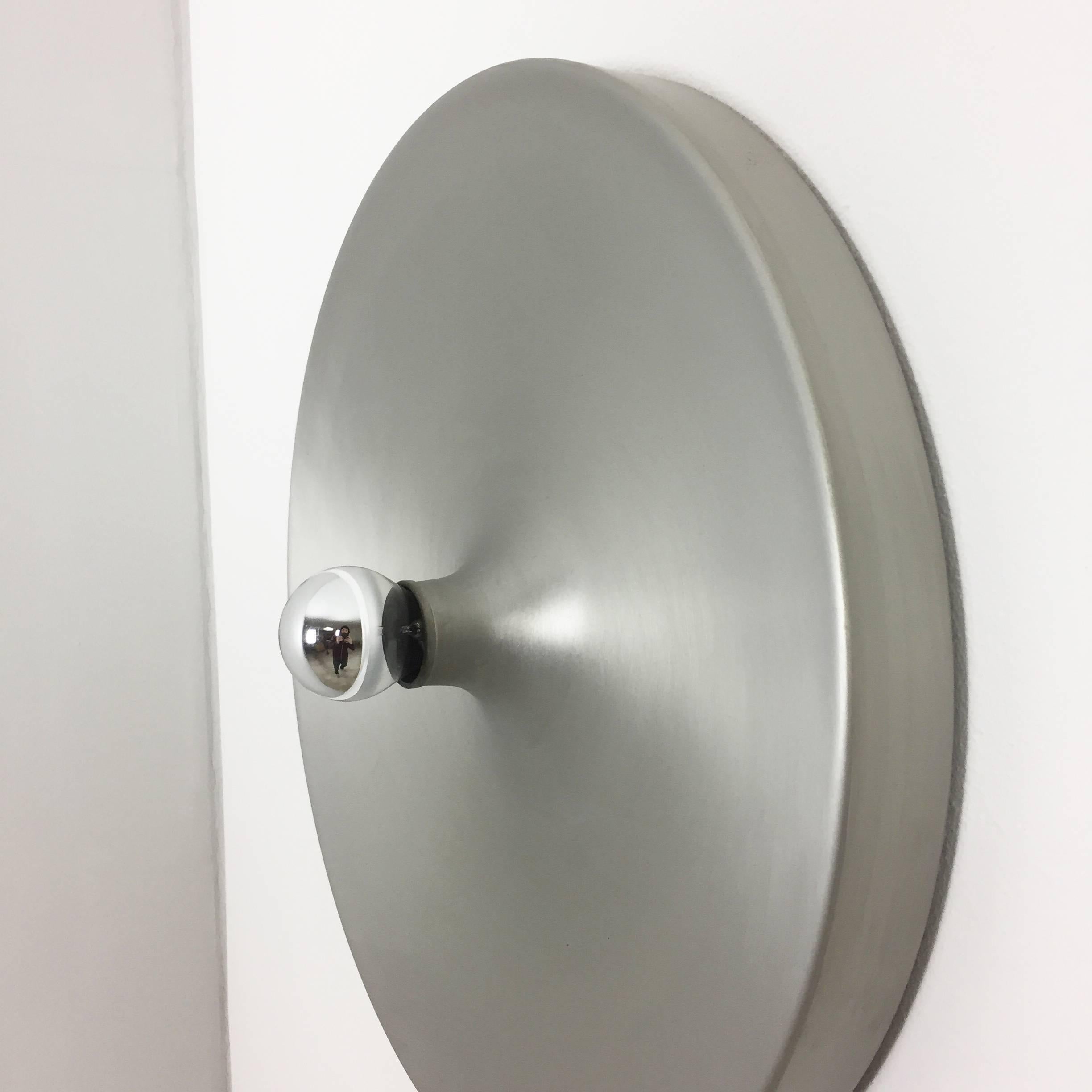 Rare Silver 1970s Charlotte Perriand Style Disc Wall Light by Staff, Germany 1