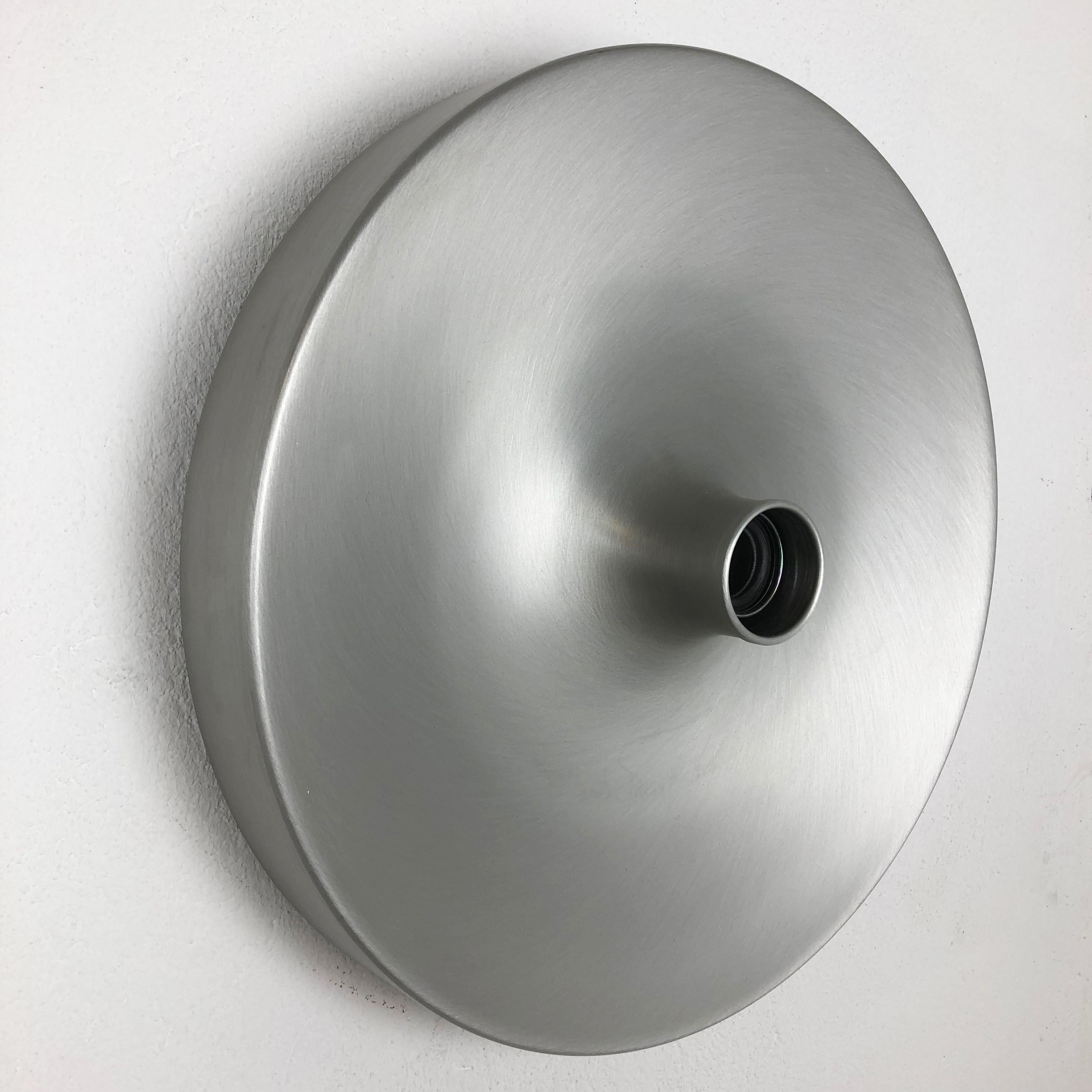 Mid-Century Modern Rare Silver 1970s Charlotte Perriand Style Disc Wall Light by Staff, Germany no1