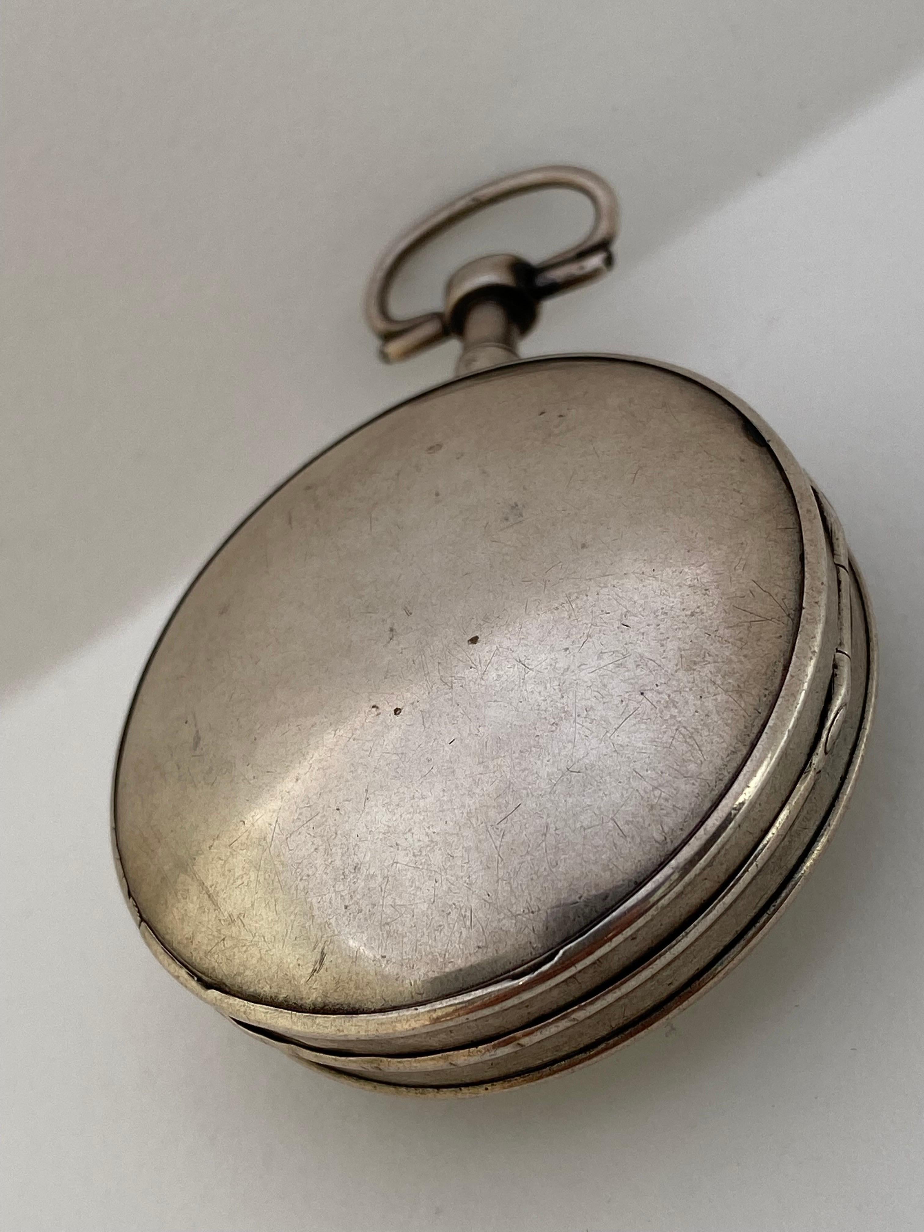 Rare Silver and Tortoise Shell Pair Cased Verge Pocket Watch For Sale 8