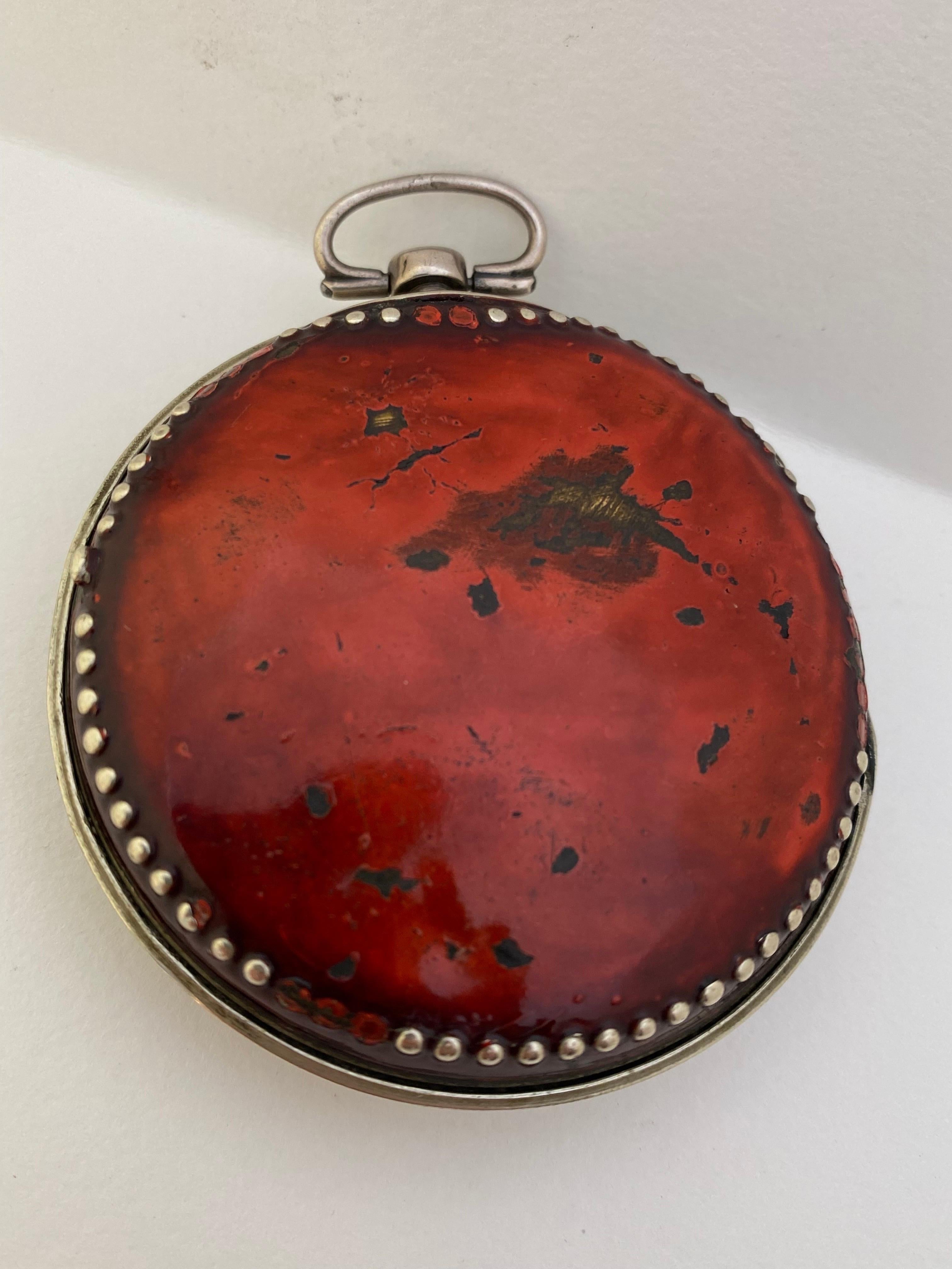 Rare Silver and Tortoise Shell Pair Cased Verge Pocket Watch For Sale 10
