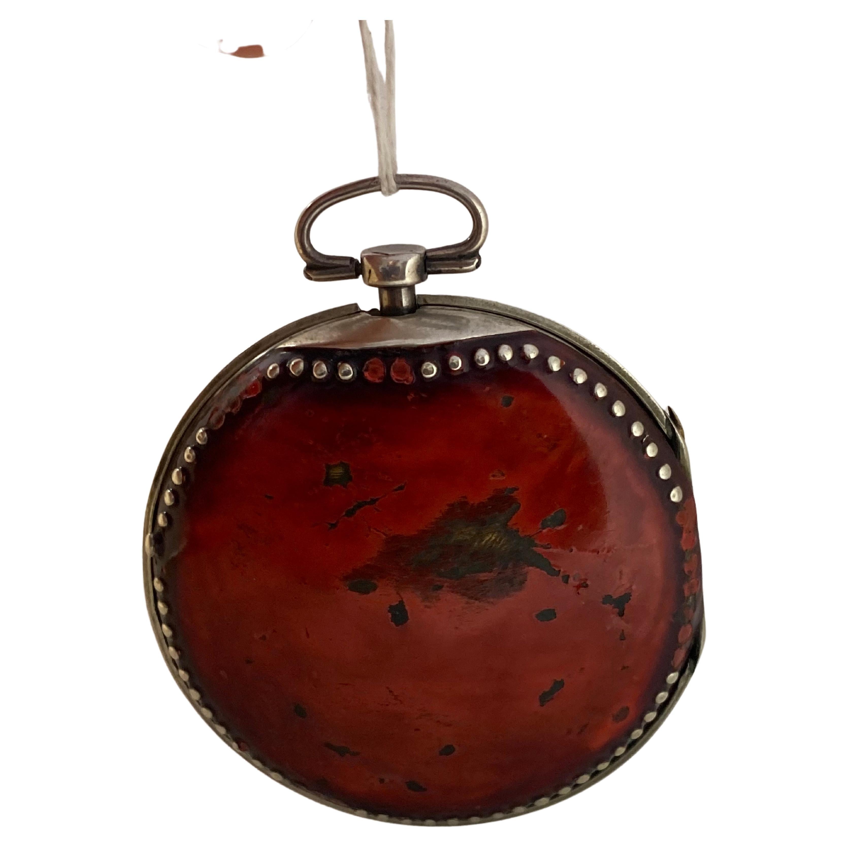 Rare Silver and Tortoise Shell Pair Cased Verge Pocket Watch For Sale