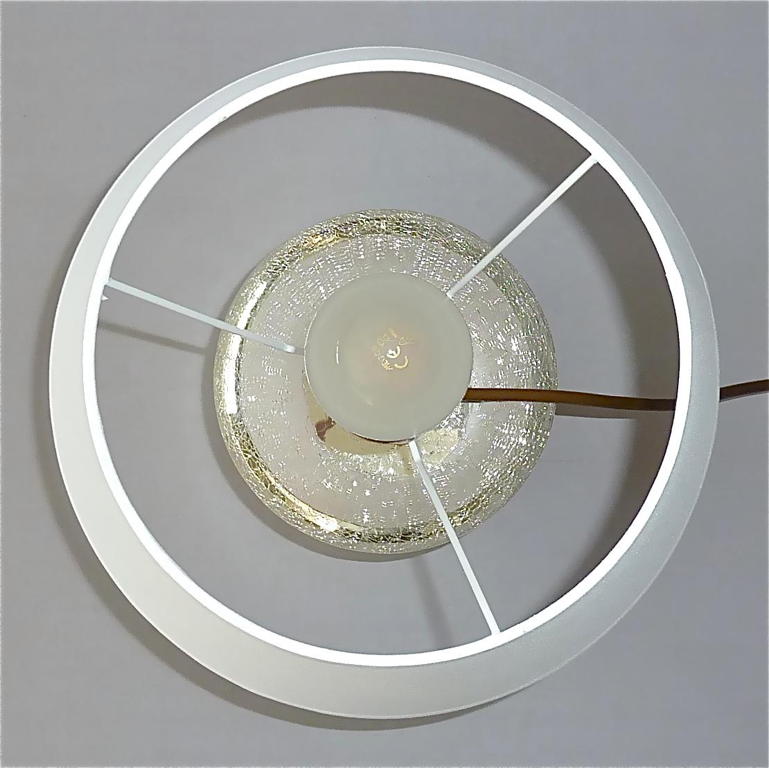 Rare lampe de bureau Art Déco argentée en verre craquelé et tissu blanc Modernisme France 1930 en vente 1